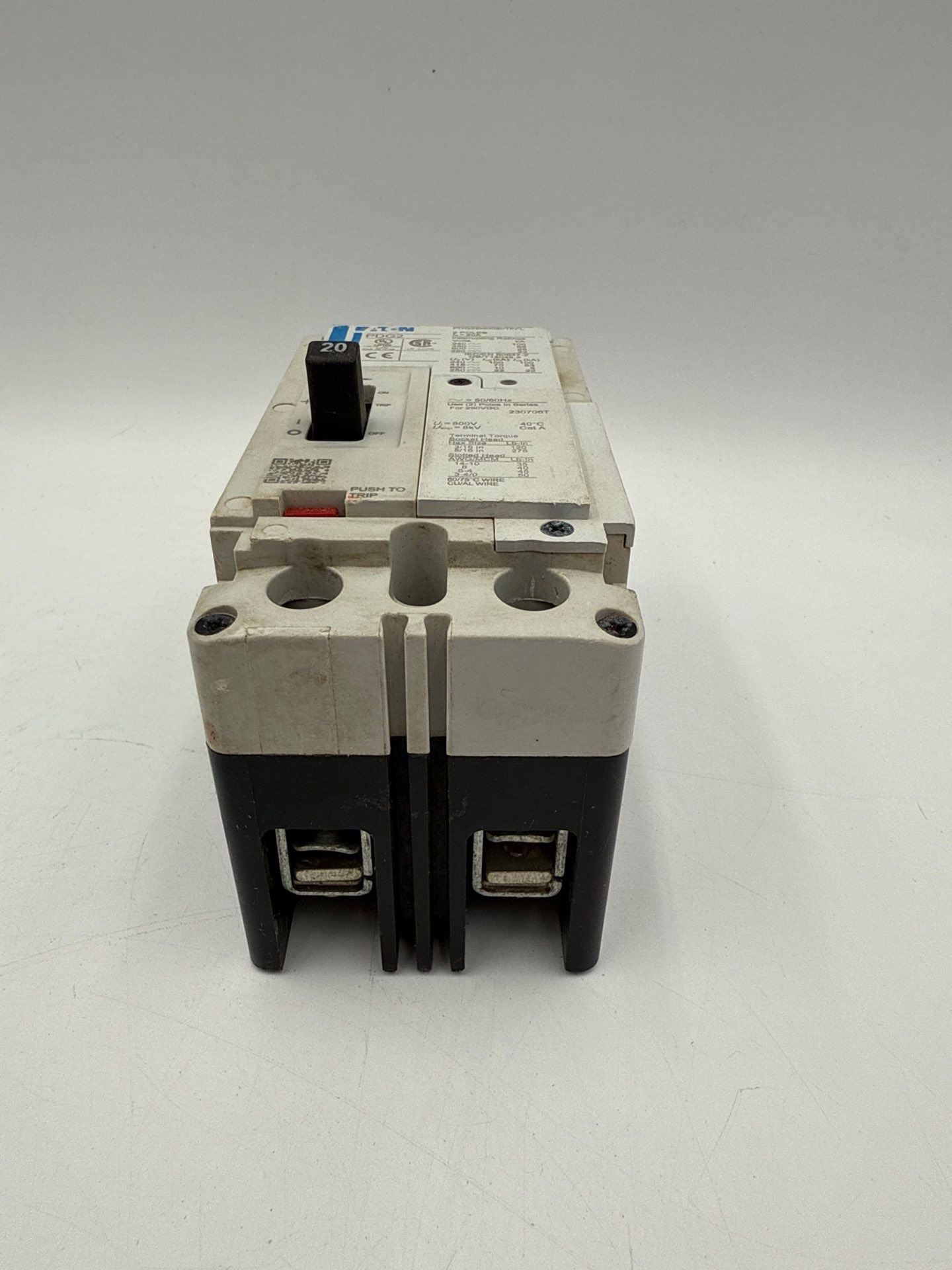 Eaton PDG22M0020TFFL Circuit Breaker 20A 600V 2P Bolt On 20 Amp 2 Pole PDG2 Used