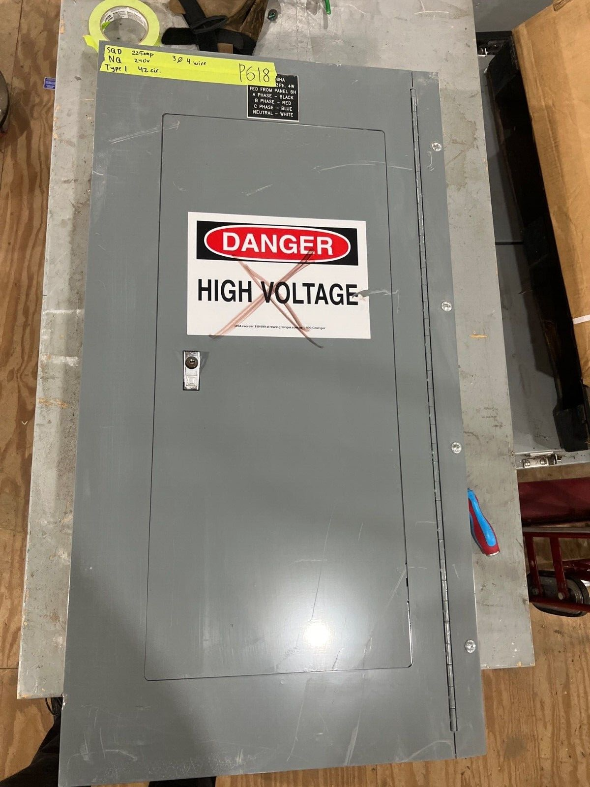 Square D NQ NQ442L2C Panelboard 225A 240V 3PH 4W Indoor Encl 42 Circuit MLO P618 Used