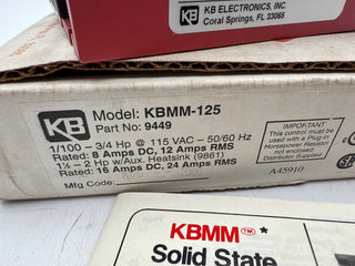 KB Electronics KBMM-125 DC Motor Speed Control 1/100-3/4 HP 115 VAC New