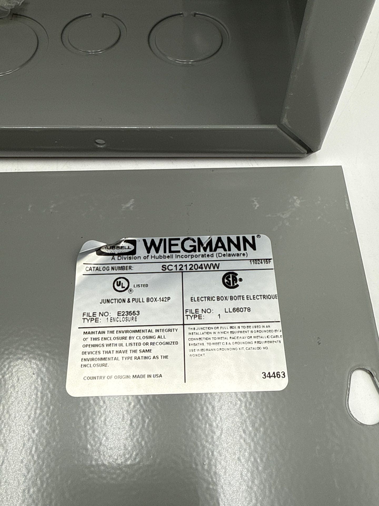 Wiegmann SC121204WW SC-Series NEMA 1 12 x 12 x 4 Wallmount Pull Box Encl New