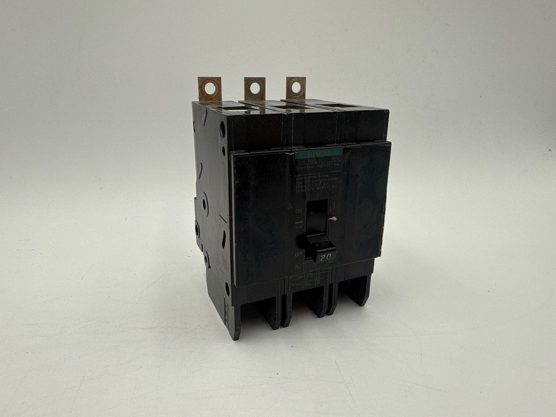 Siemens BQD320 Bolt On Circuit Breaker 20A 3P 480V BQD 20 Amp 3 Pole Used