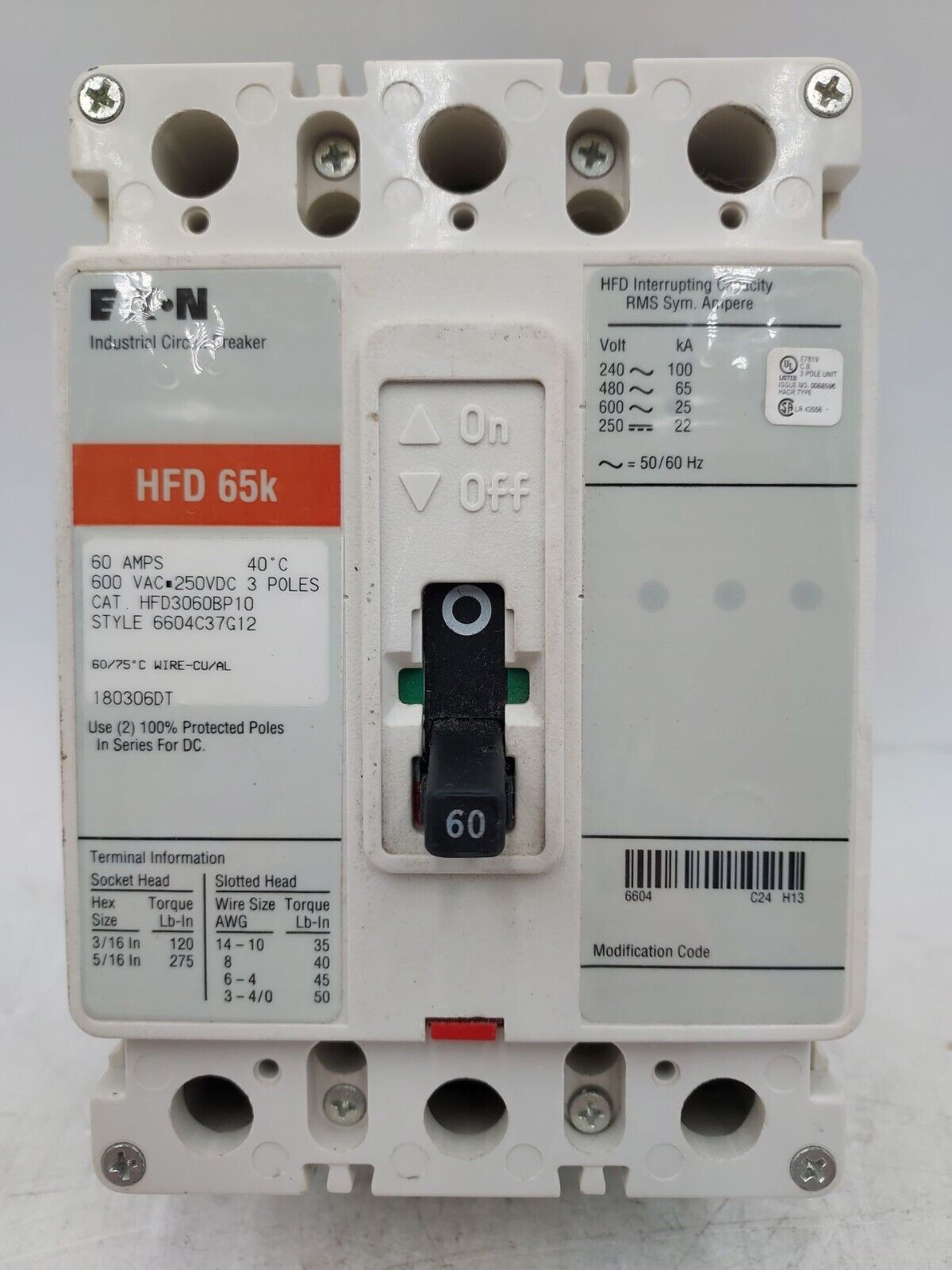 Eaton HFD3060BP10 Used