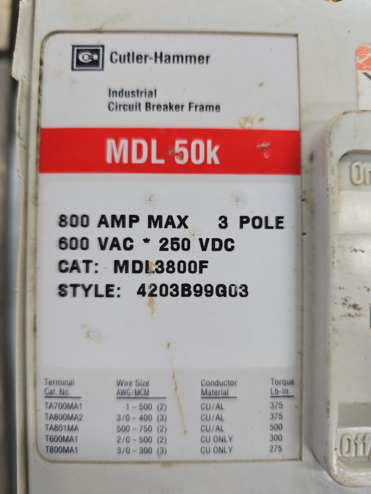 Cutler Hammer PRL4B Panelboard 800A 208/120V 3PH 4W MCB Panel 800 Amp MDL3800