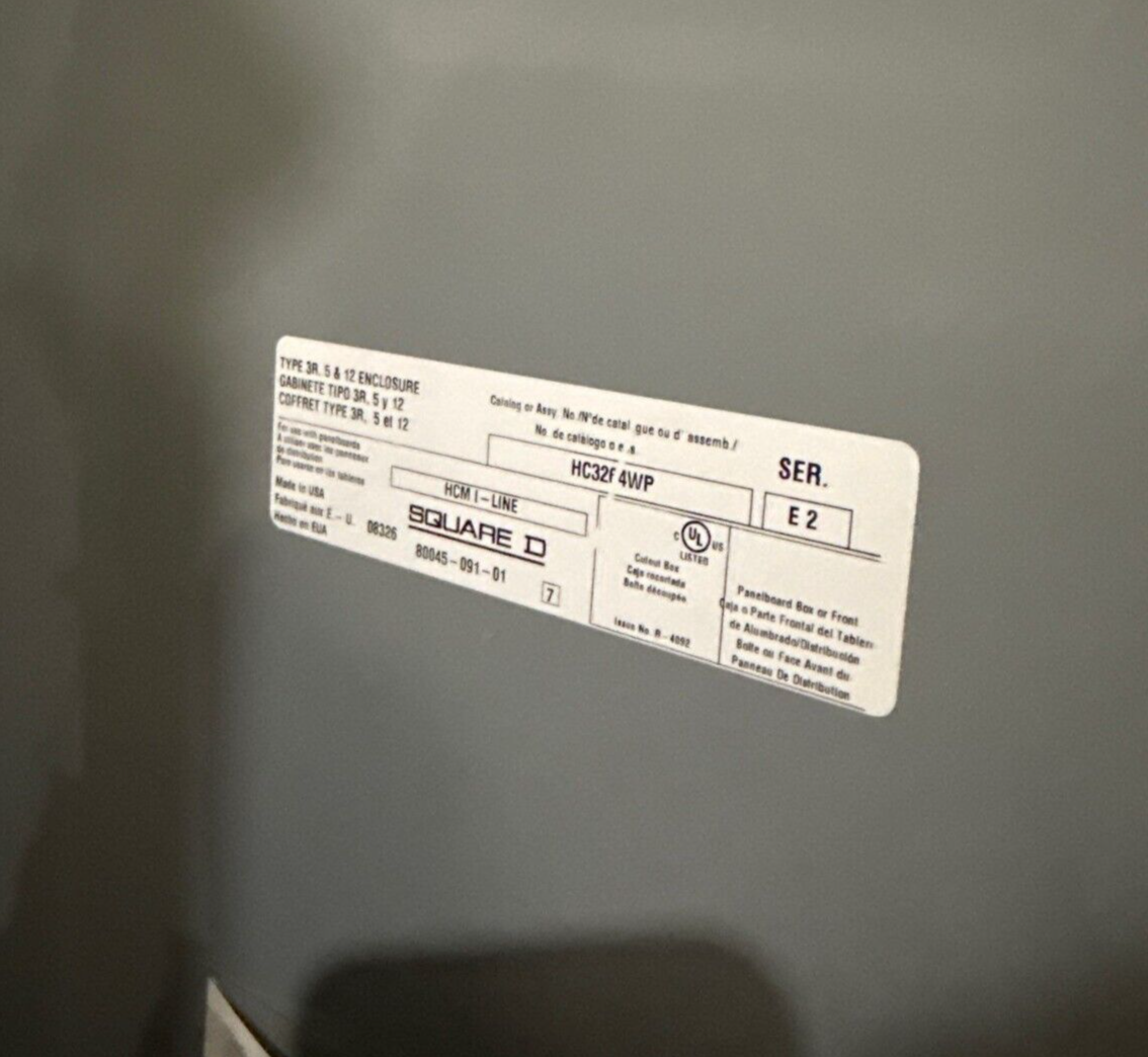 Square D HCM I-Line Panelboard 225A 480V 3PH 3W 30 Circuit 3R Outdoor Encl MCB P610 Used