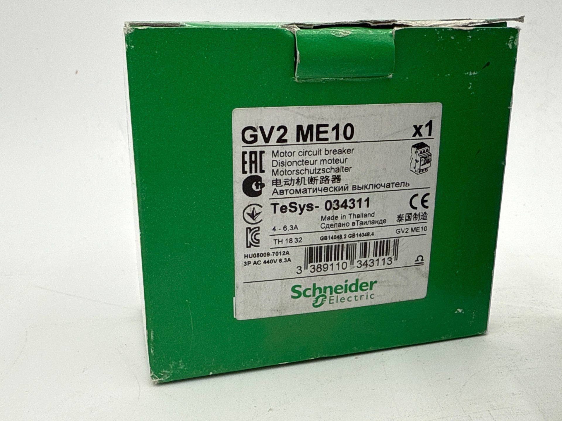 Schneider Electric GV2ME10 Manual Motor Circuit Breaker 3P 4 to 6.3A New