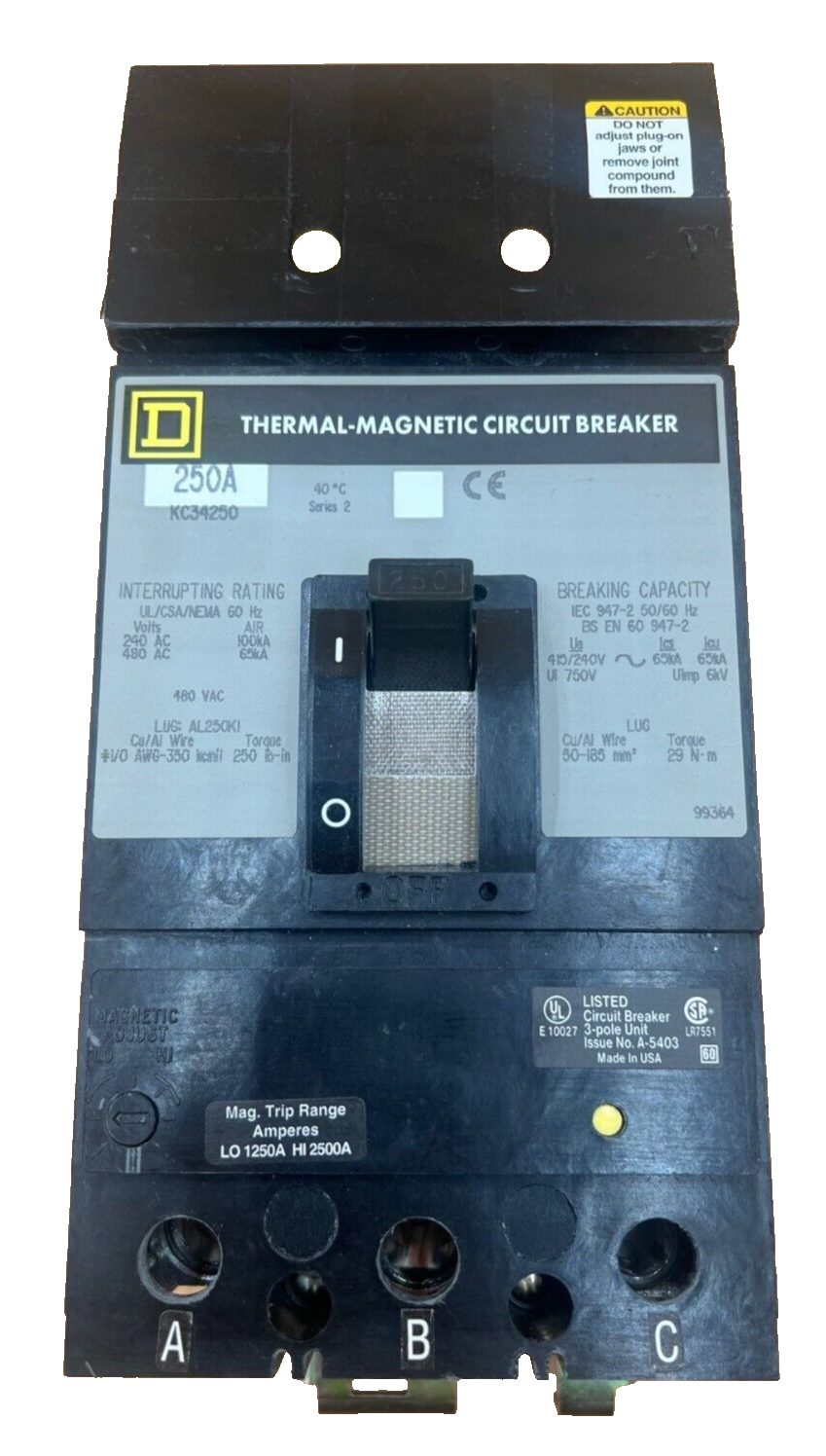 Square D KC34250 Used