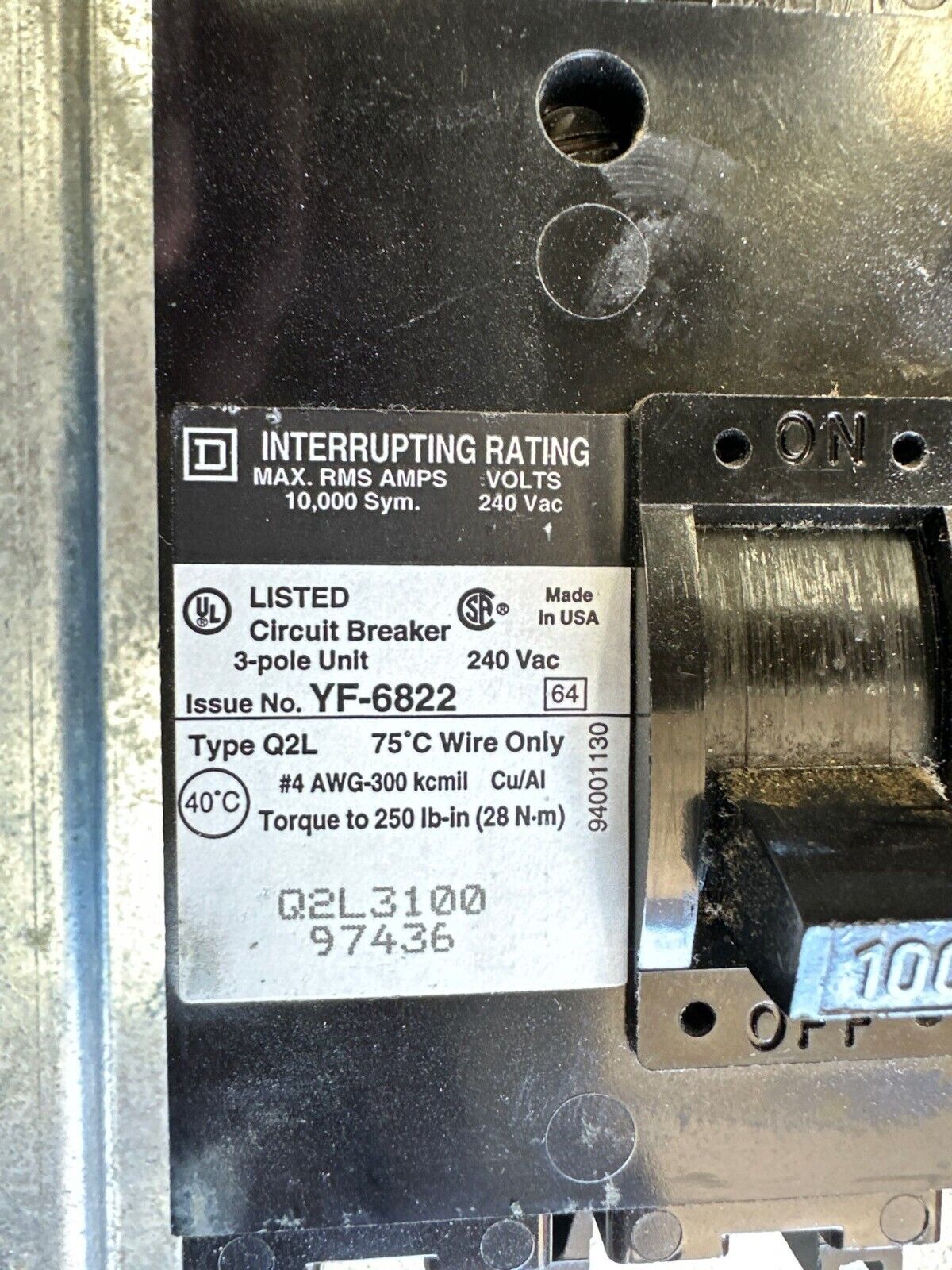 Square D NQOD Panelboard 225A 208Y/120V 3PH 42Cir 4W Indoor Encl MCB Q2L3100 P325 P324 Used