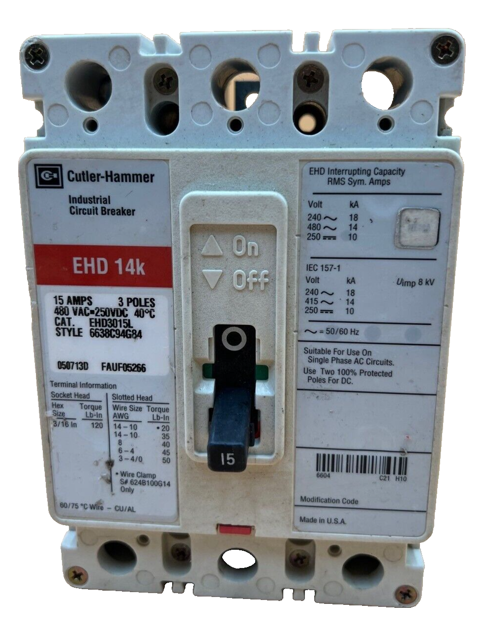 Cutler-Hammer EHD3015L Used