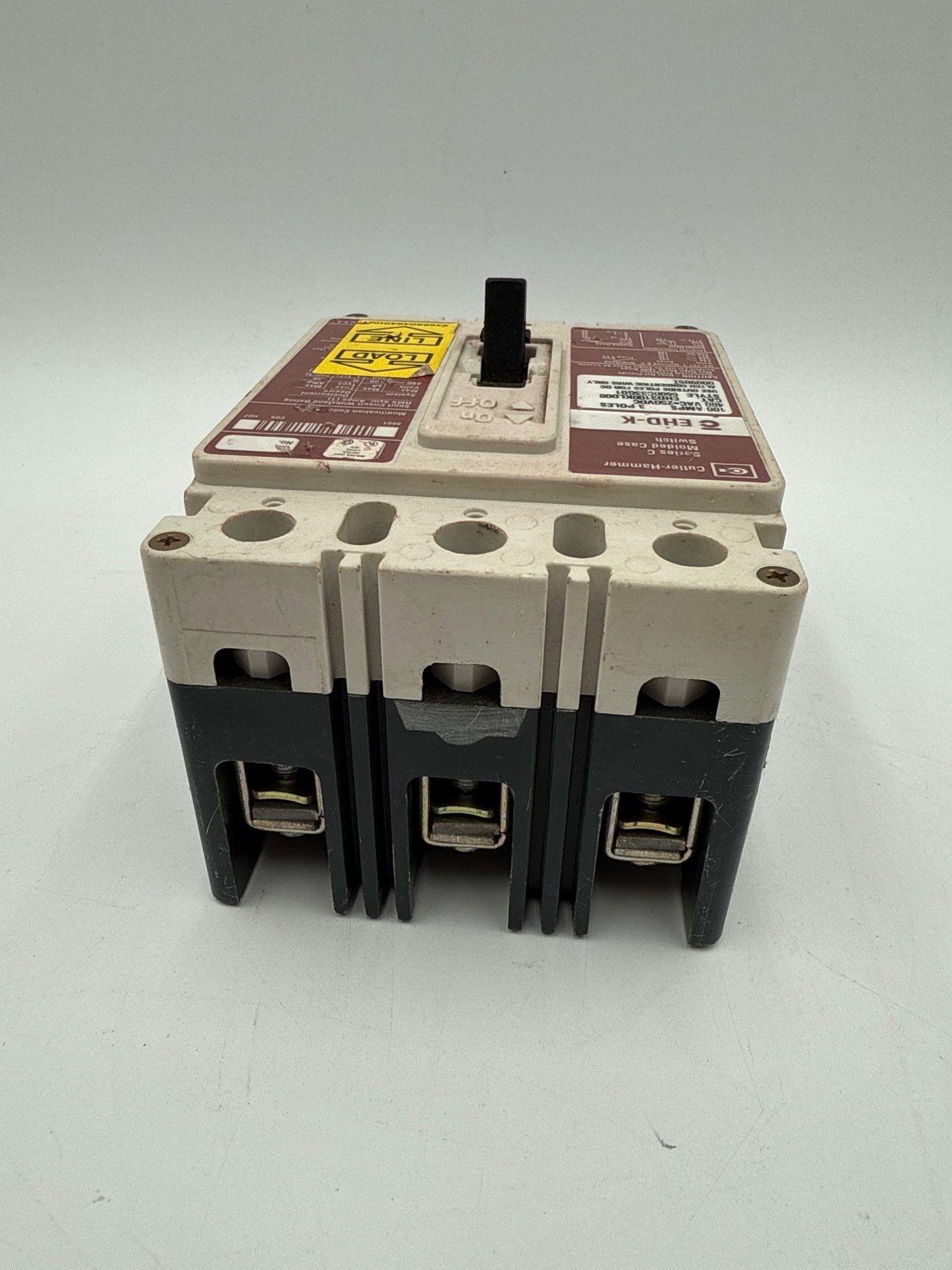 Cutler Hammer EHD3100KLD08 Circuit Breaker 100A 3P 480V EHD-K 100 Amp Used