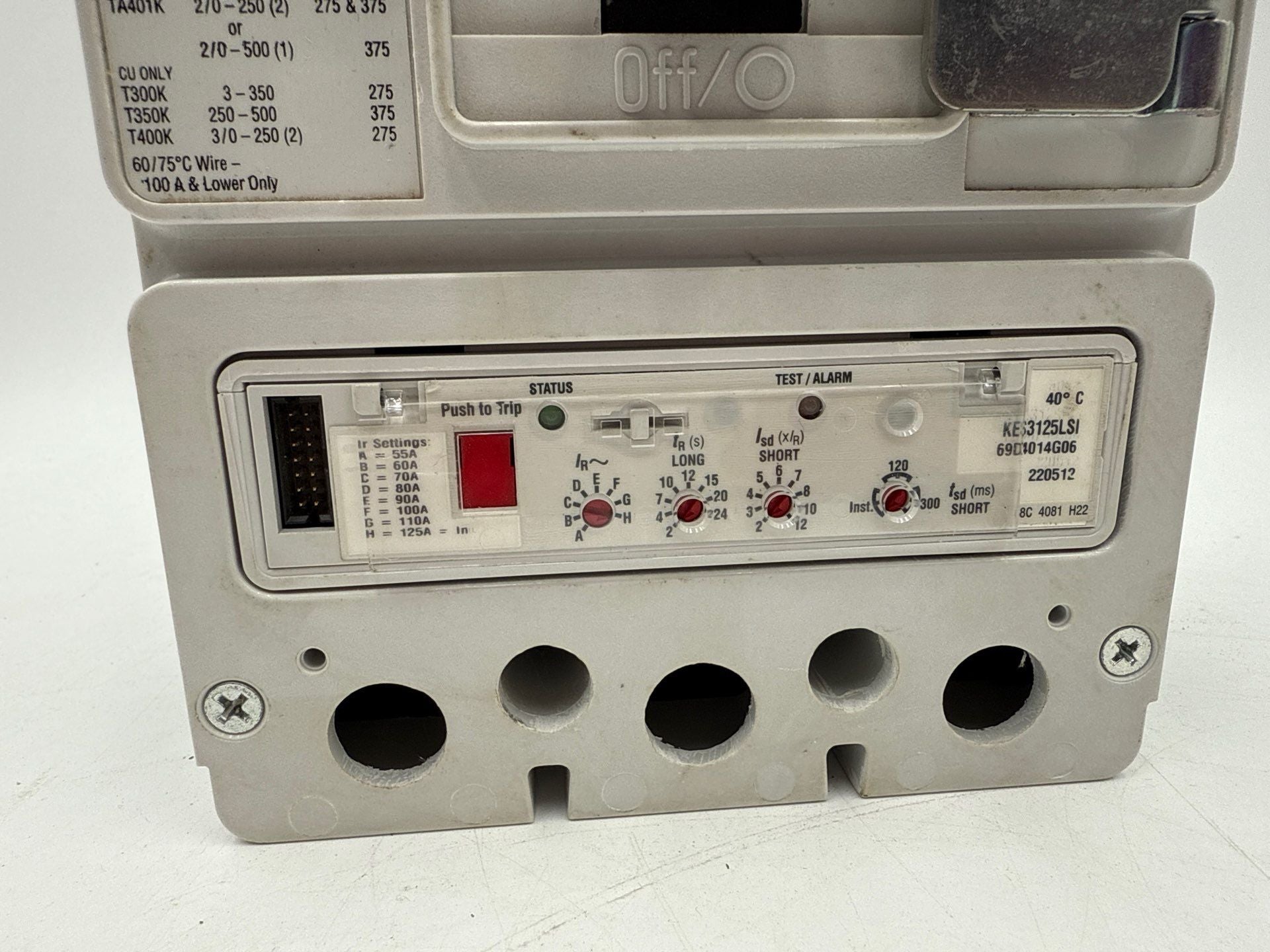 Eaton HKD3125 Circuit Breaker 125A 3P 600V Trip KES3125LSI HKD 65k 125 Amp Used