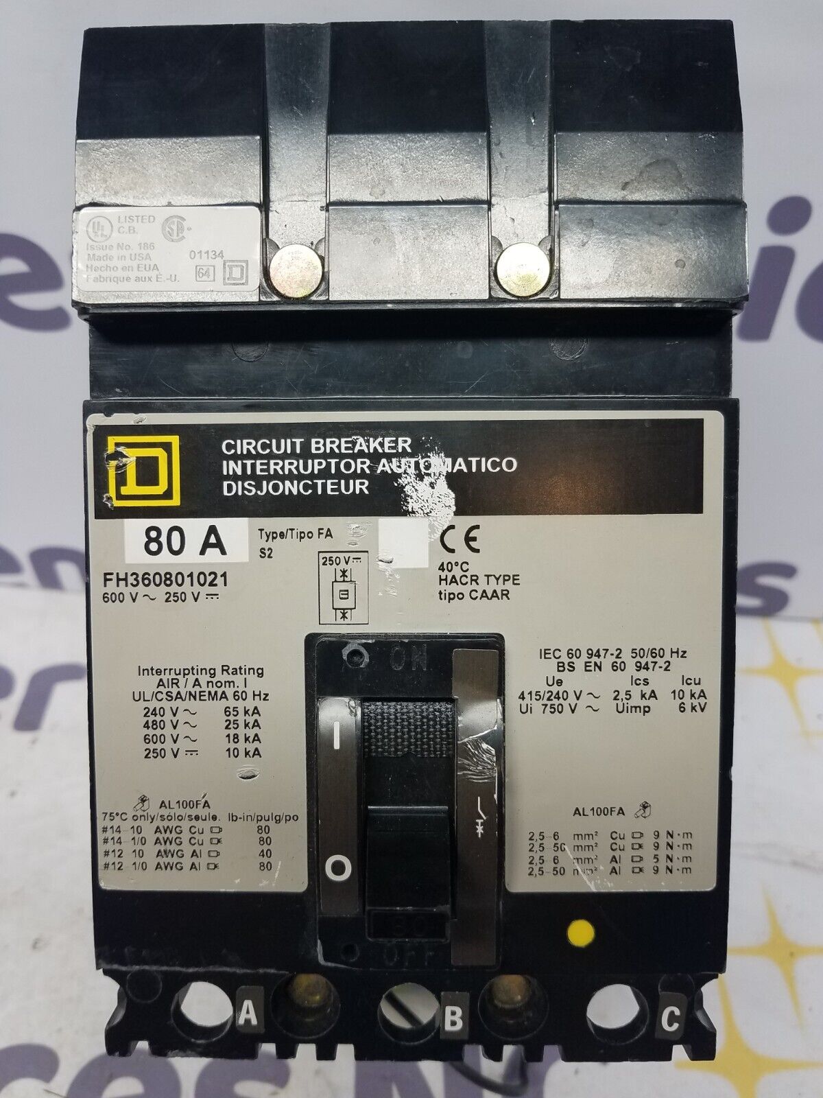 Square D FH360801021 Used