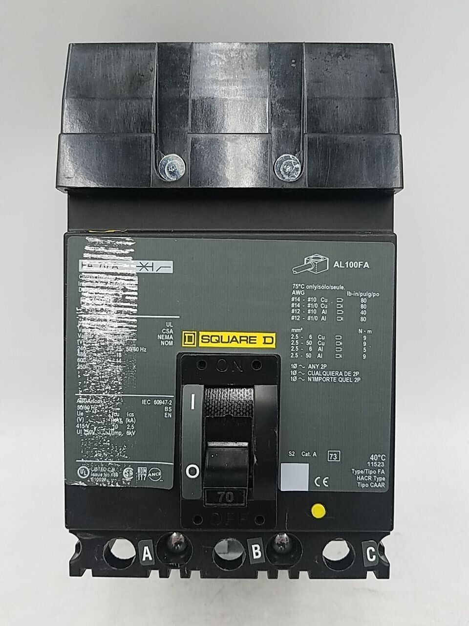 Square D FA36070 Used