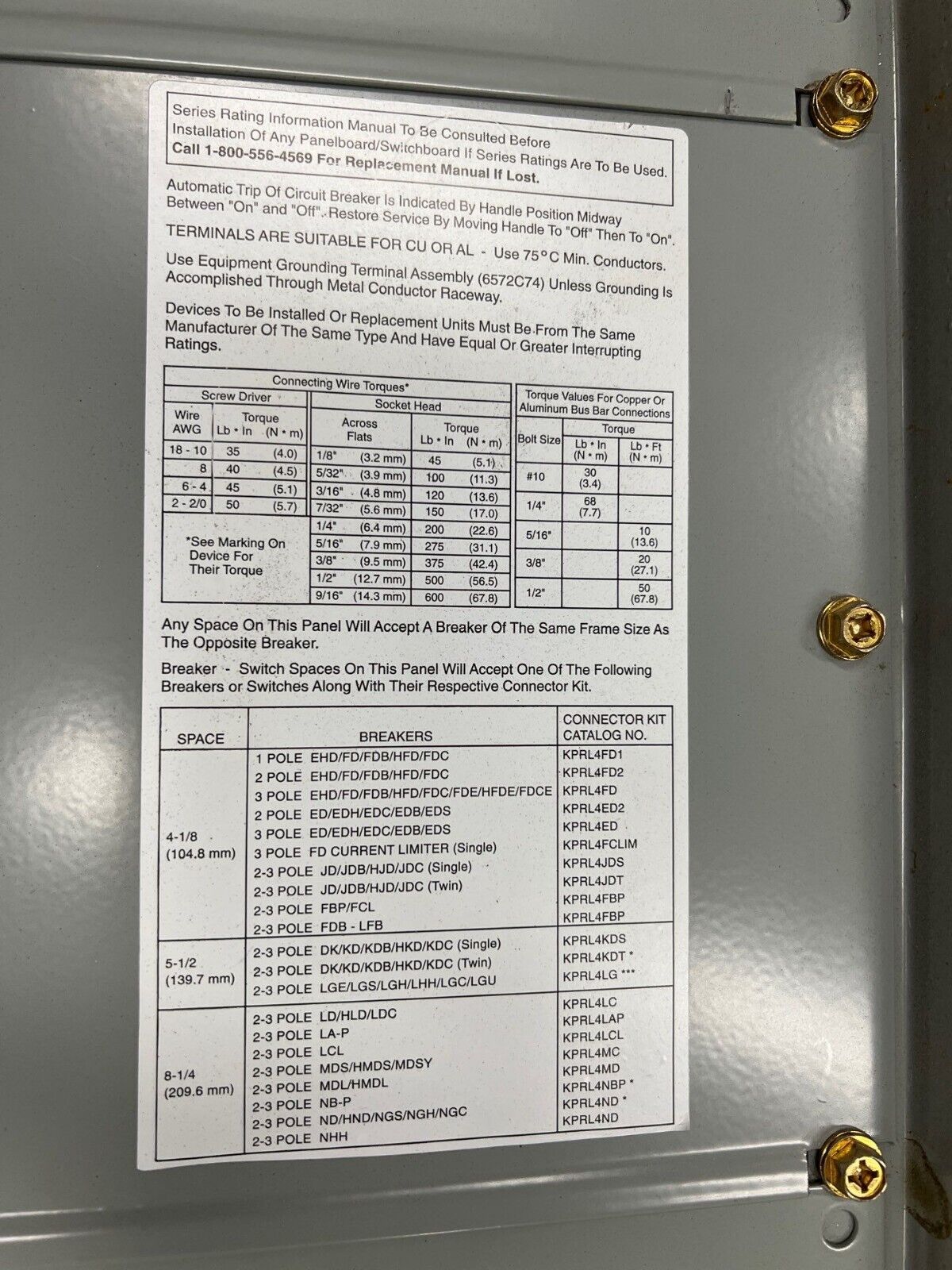 Eaton PRL4 Panelboard 600A 480/277V 3PH 4W 24 Cir Indoor Encl MCB LGH3630NN P649 Used