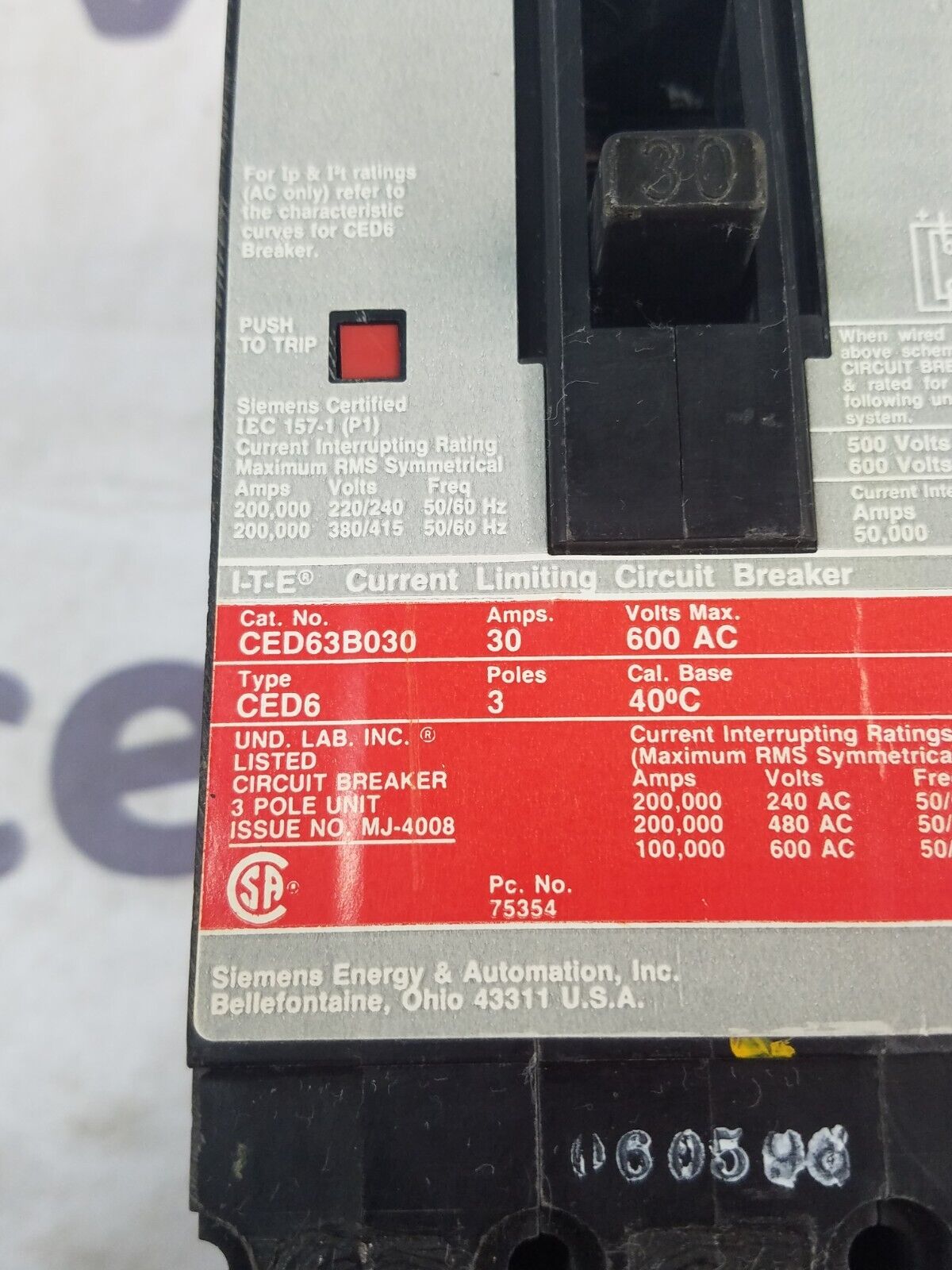 Siemens CED63B030 Used