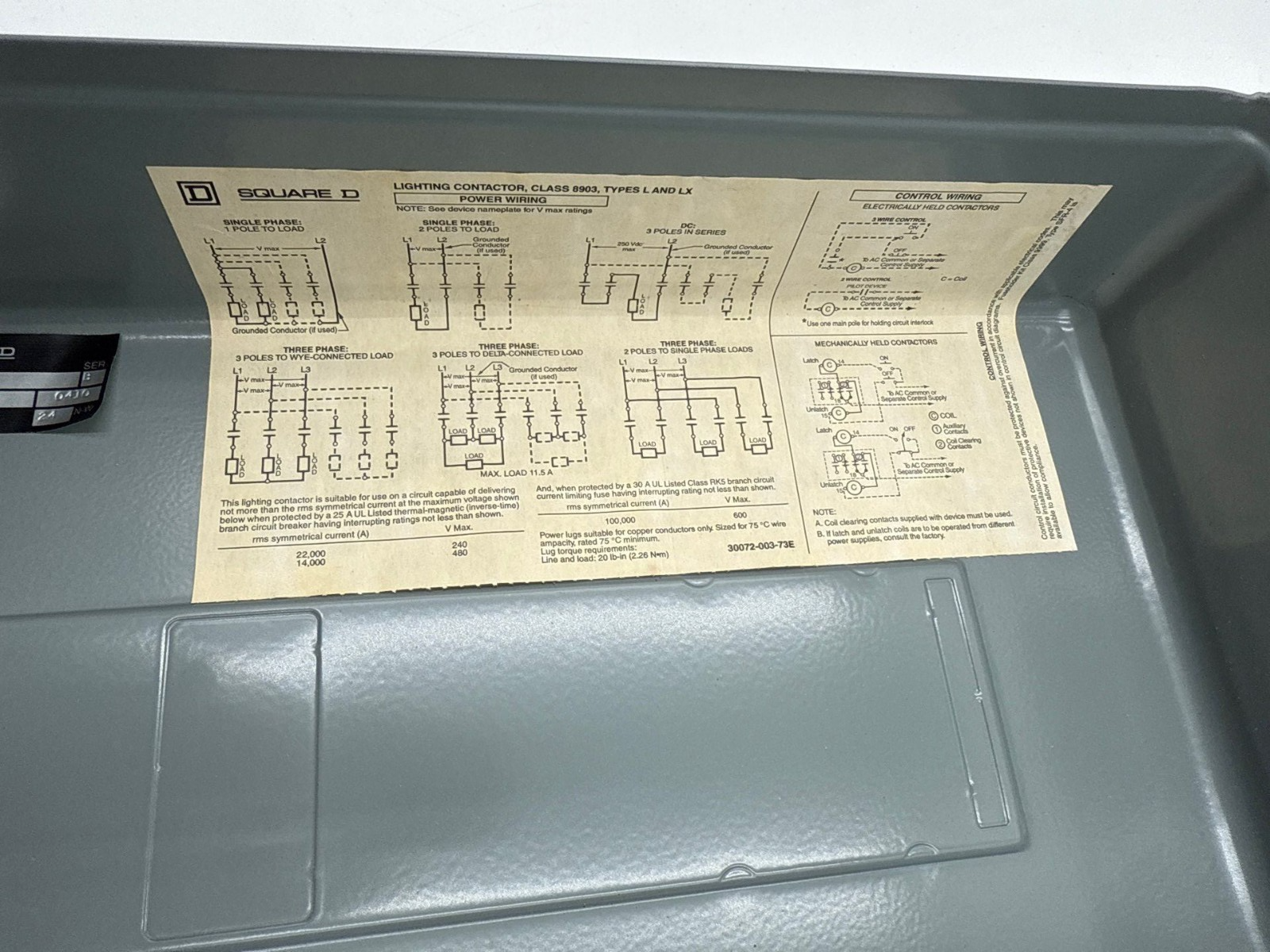 Square D 8903LXG60 Ser B Enclosed Lighting Contactor Enclosure ONLY LXG New New