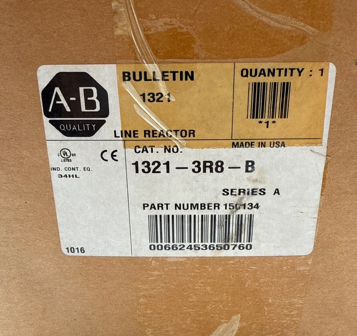 Allen Bradley 1321-3R8-B Line Reactor 3PH 3mH 8A 600V IP20 Open Type New