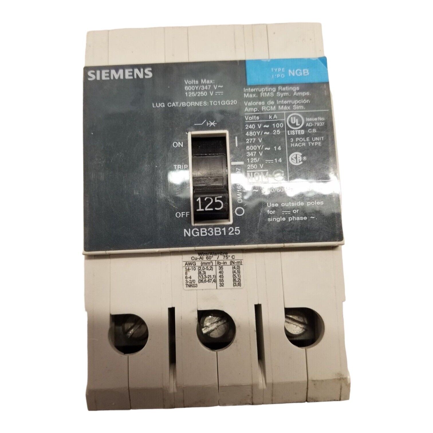 Siemens NGB3B125 Used