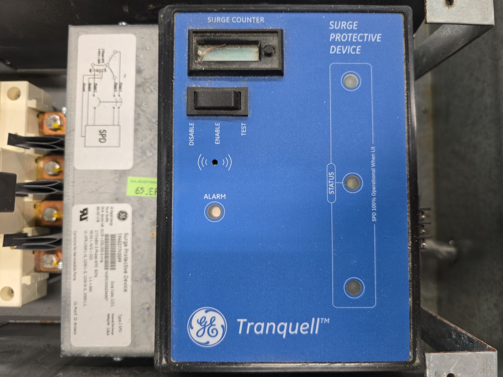 GE APNB Panelboard 400A 480/277V 3PH 4W TPHE277Y20PP Surge Protective Device