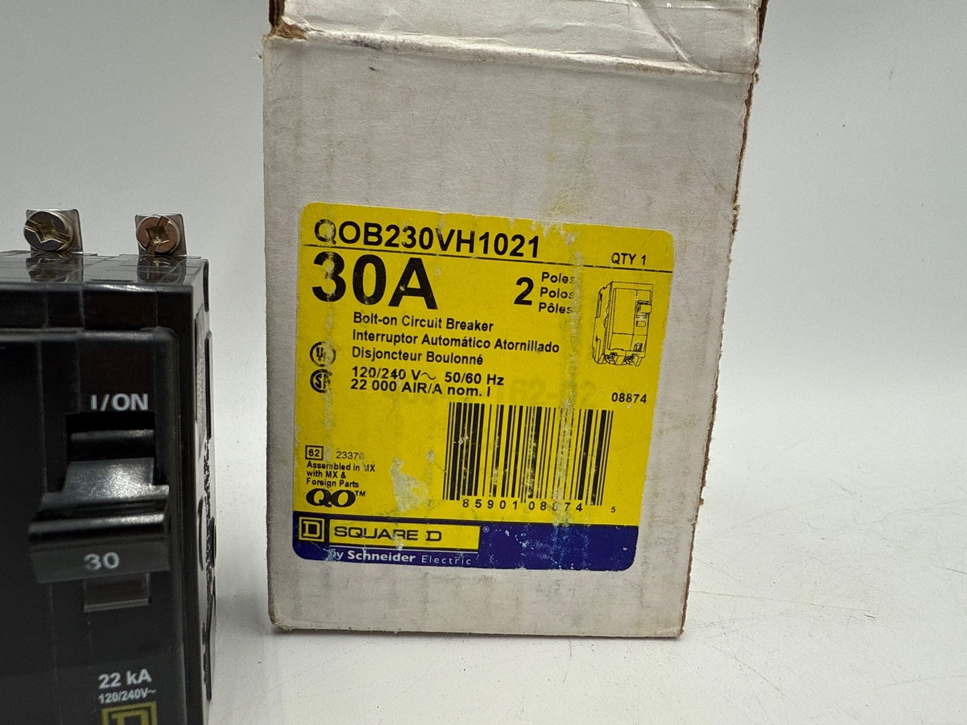 Square D QOB230VH1021 Circuit Breaker 30A 2P 120/240V 2kkA Shunt Trip 30 Amp New