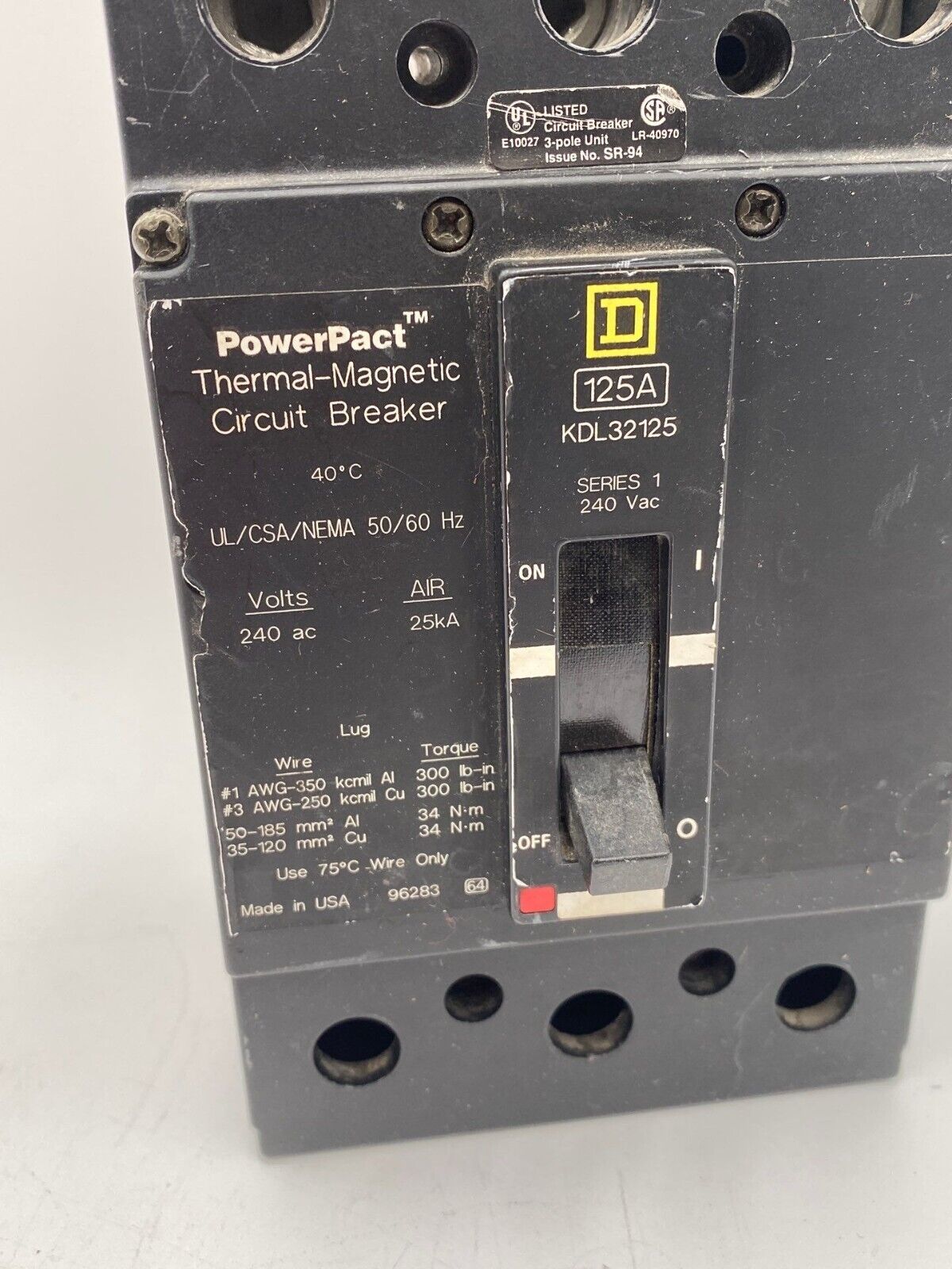 Square D KDL32125 Used