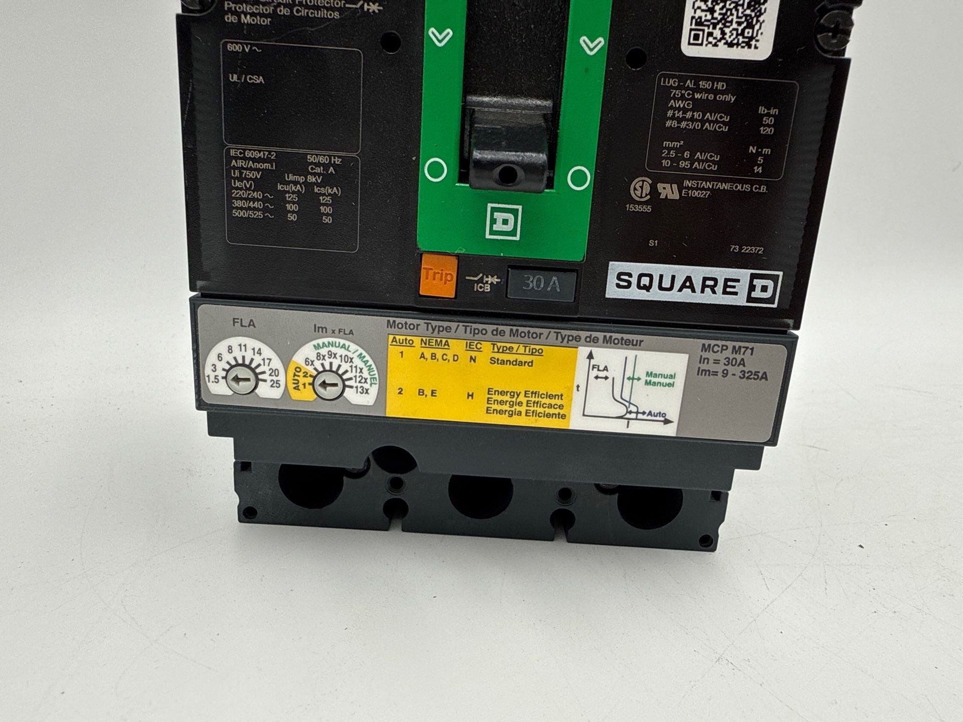 Square D HLL36030M71 Circuit Breaker 30A 3P 600V HLL 30 Amp 3 Pole Powerpact Used