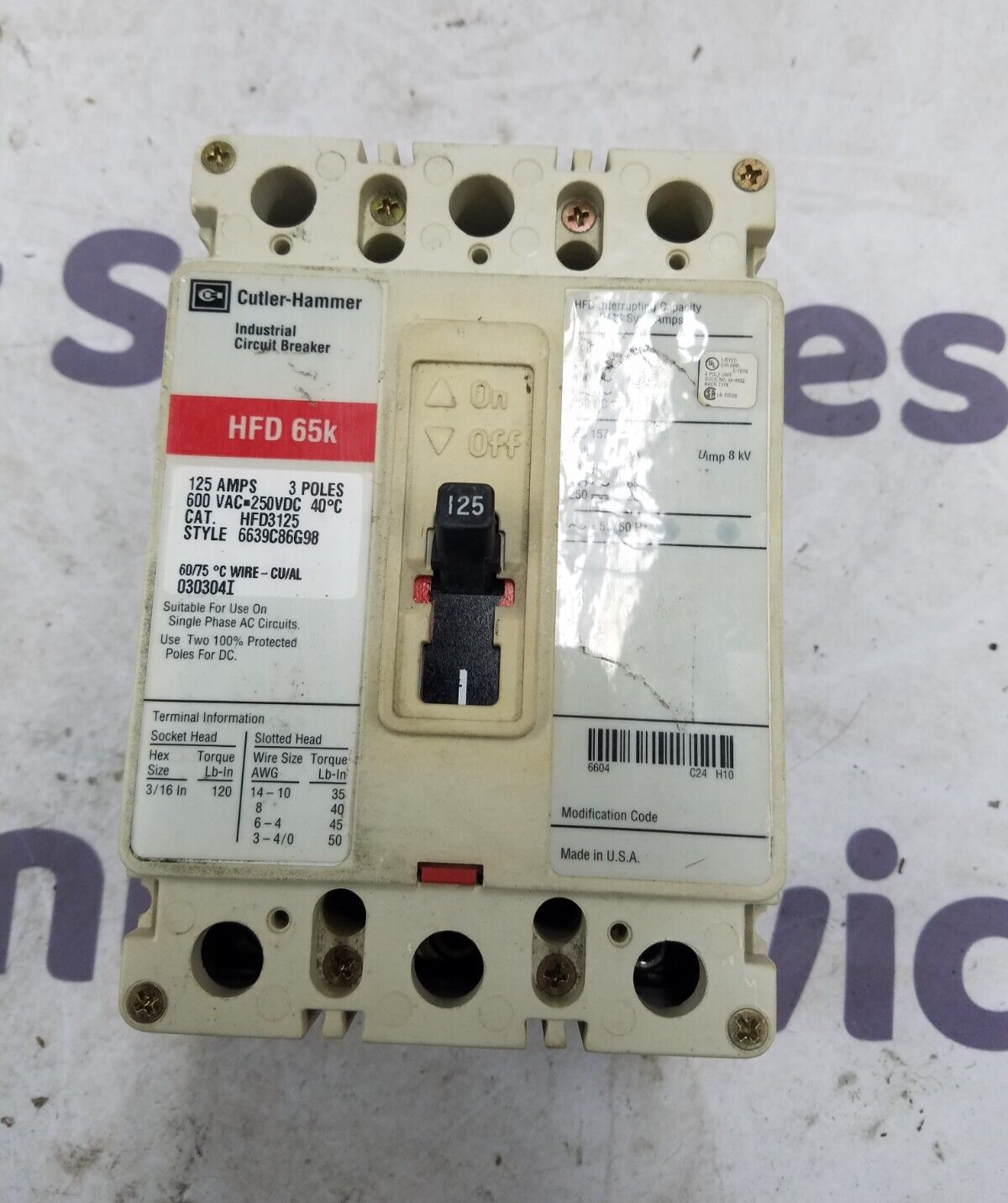 Cutler-Hammer HFD3125 Used