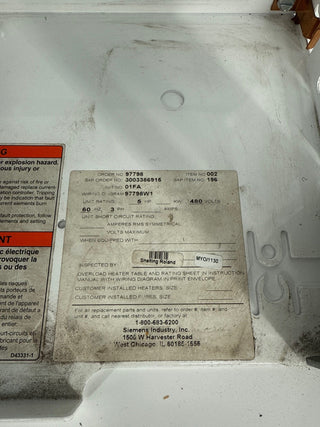 Siemens Tiastar 24” MCC Bucket Sinamics 4kW 5HP Power Module HEG3B015 Used