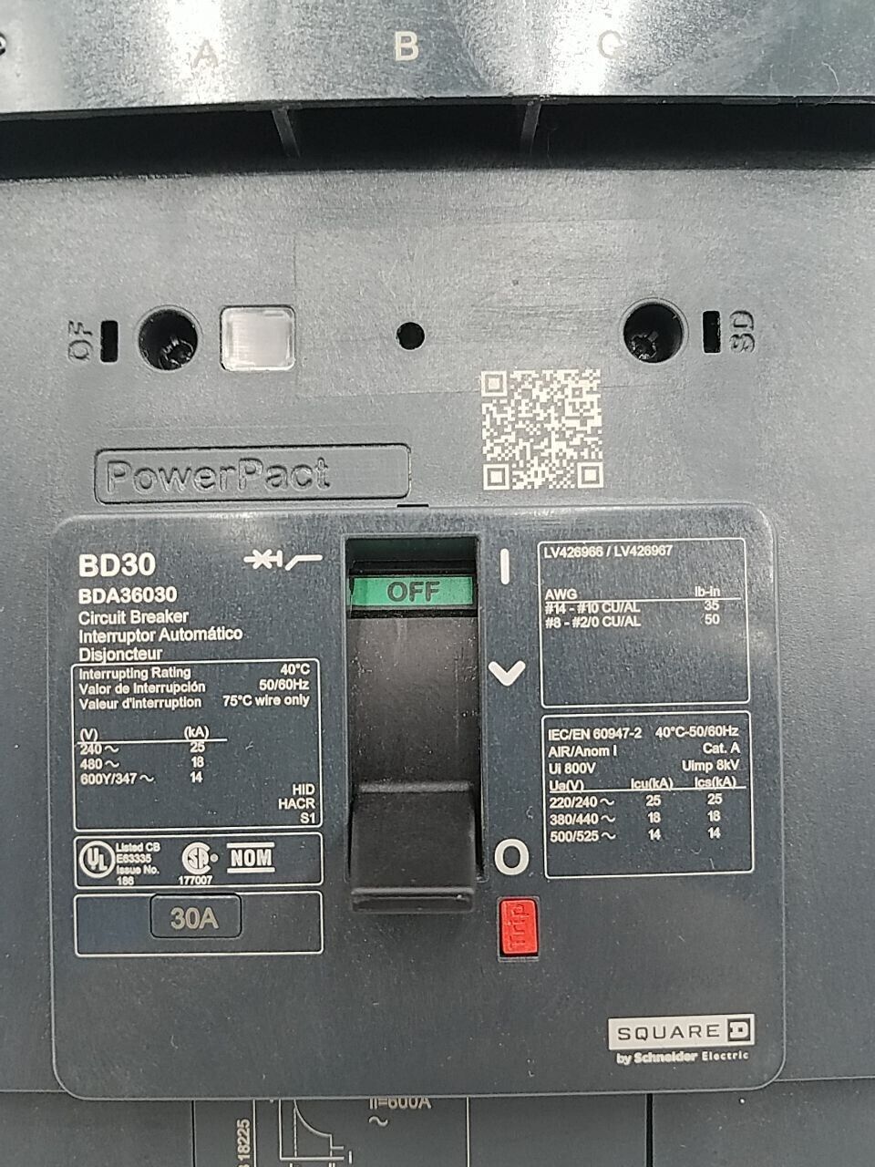 Square D BDA36030 Used