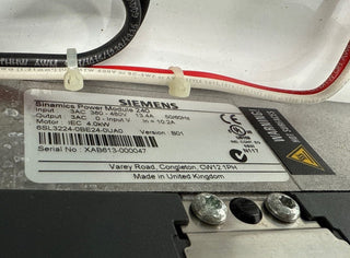 Siemens Tiastar 24” MCC Bucket Sinamics 4kW 5HP Power Module HEG3B015 Used