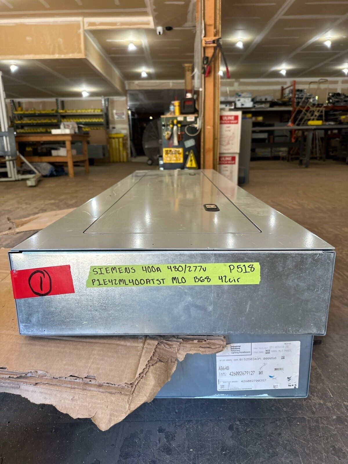 Siemens P1E42ML400ATST P1 Panelboard 400A 480/277V 3PH 4W 42 Cir Indoor Encl MLO P518 Used