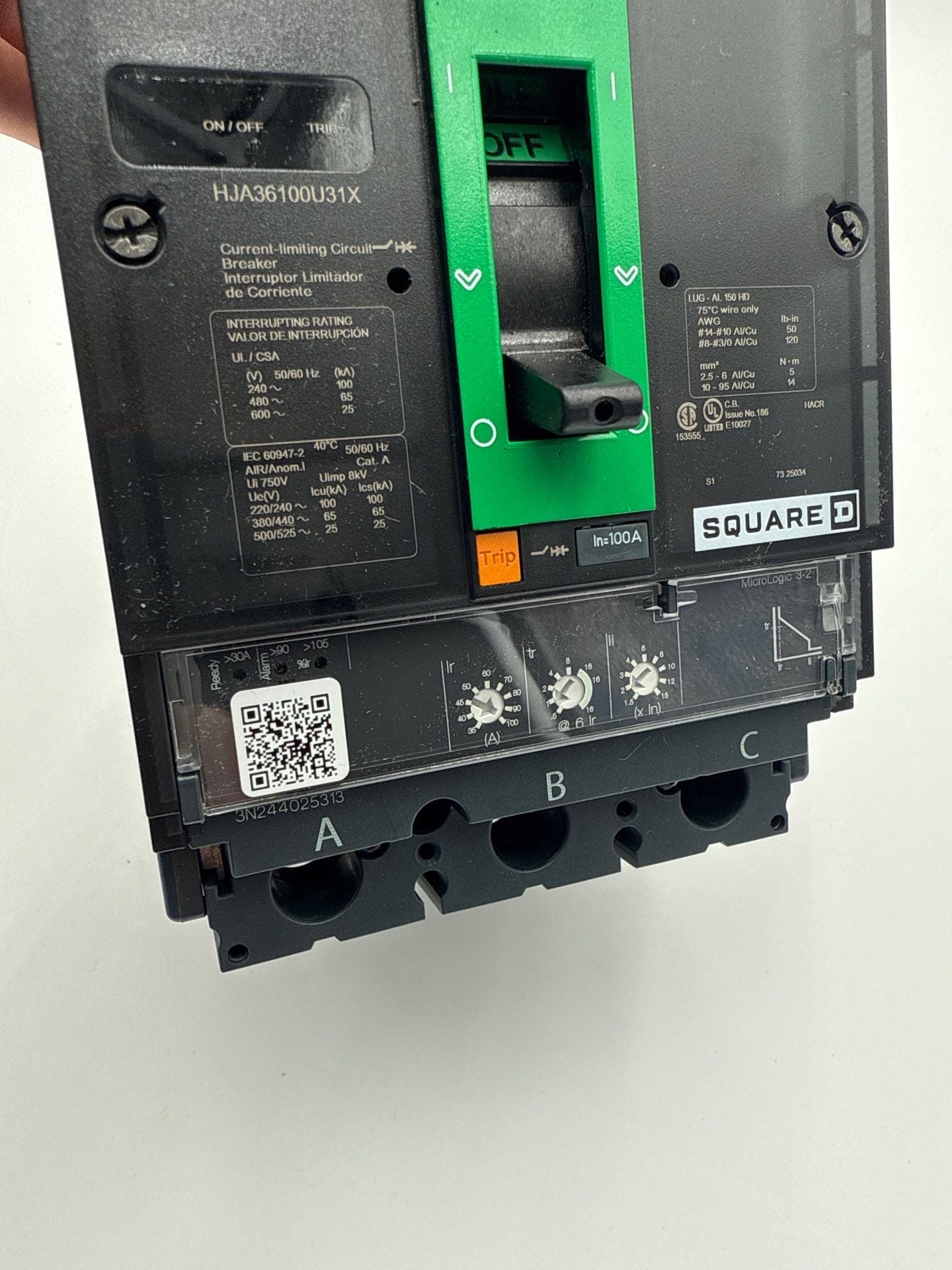 Square D HJA36100U31X I-Line Circuit Breaker 100A 3P 600V HJA New