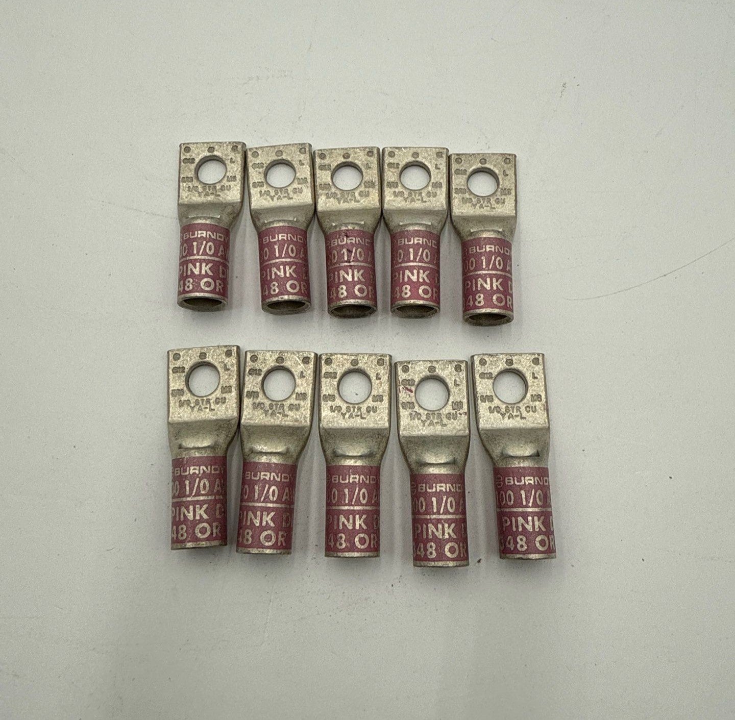 Burndy YA25L4BOX 3/8" Single Hole Compression Lugs 1/0 AWG 10PC New