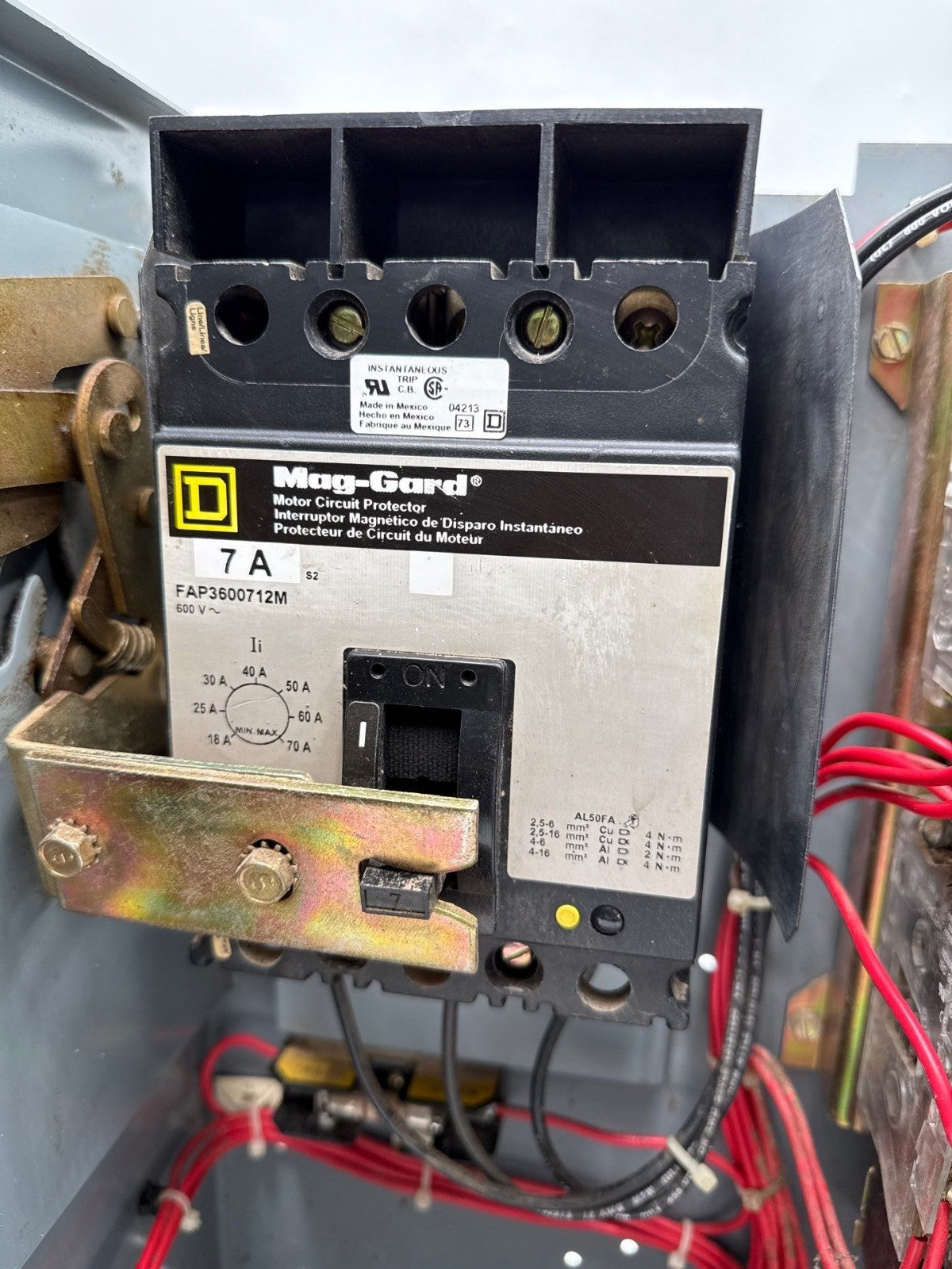 Square D Model 6 18" 7A Combo MCC Bucket Size 1 Reversing Starter FAP3600712M Used