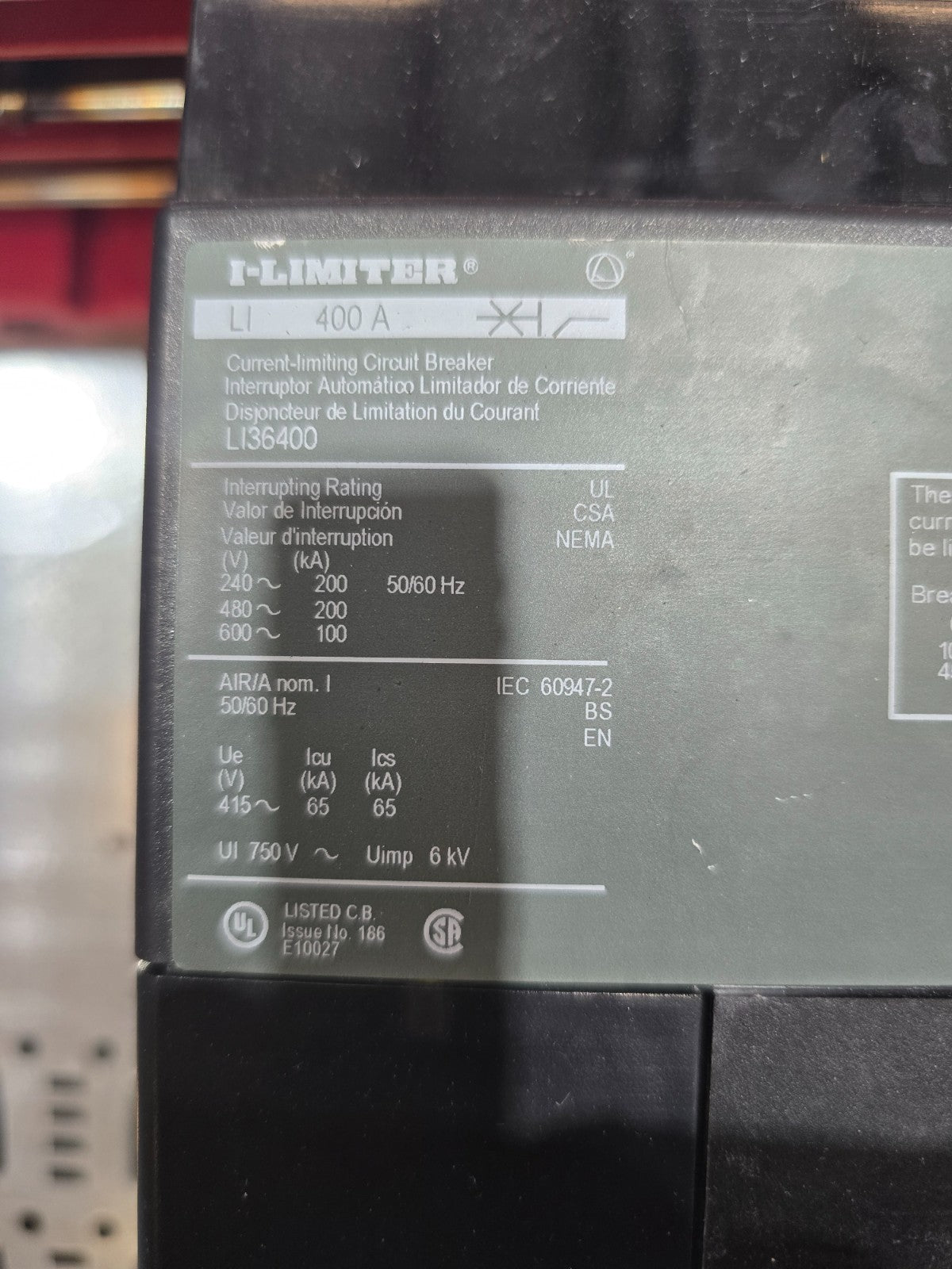 Square D HCP I-Line Panel 400A 480V 3PH 3W MCB 400 Amp LI36400 3R Encl 66 Cir Used