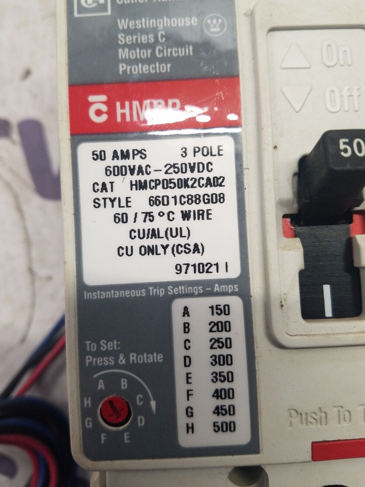 Cutler-Hammer HMCP050K2CA02 Used