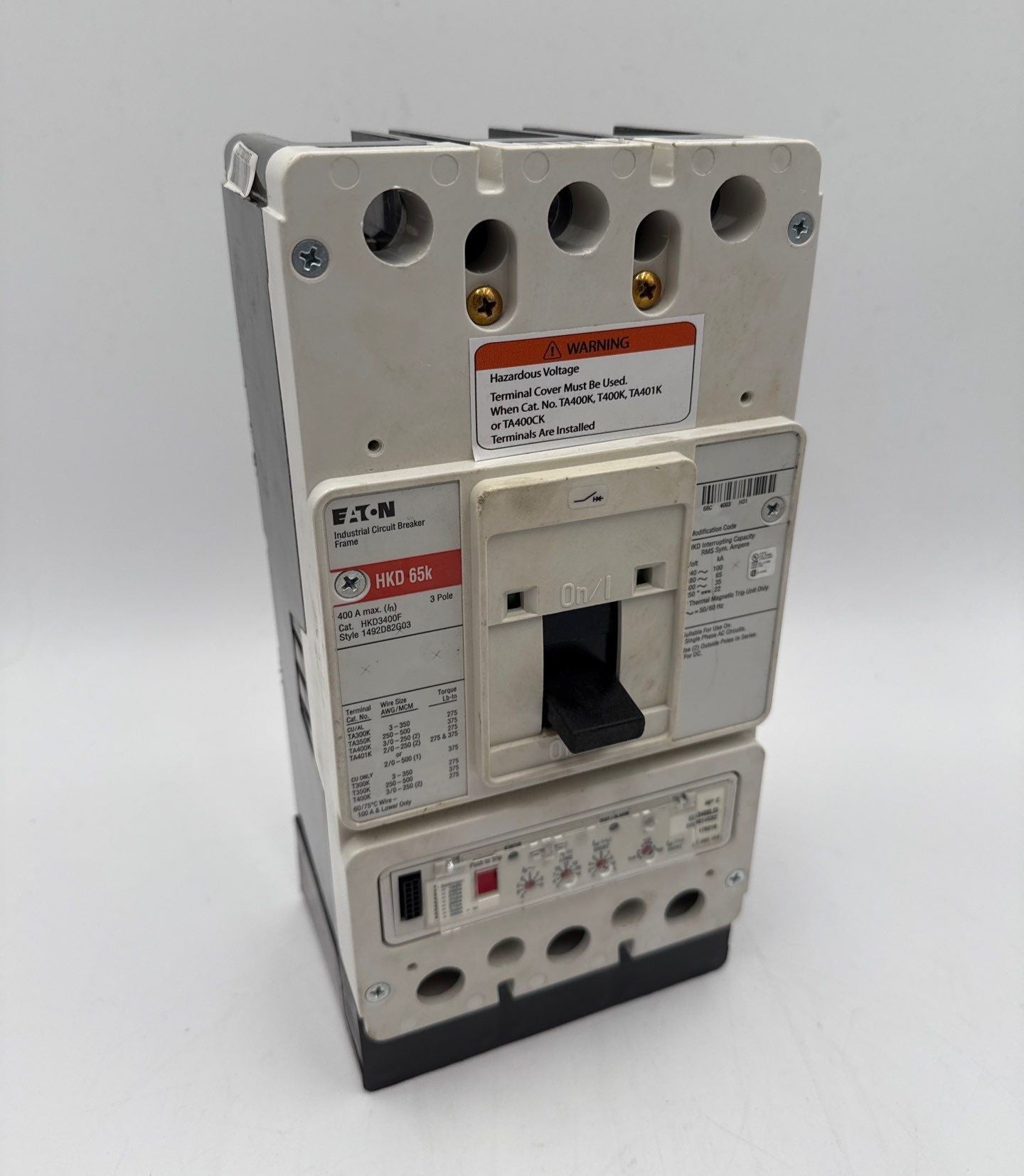 Eaton HKD3400 Circuit Breaker 400A 3P 600V HKD 65k KES3400LSI Trip 400 Amp Used