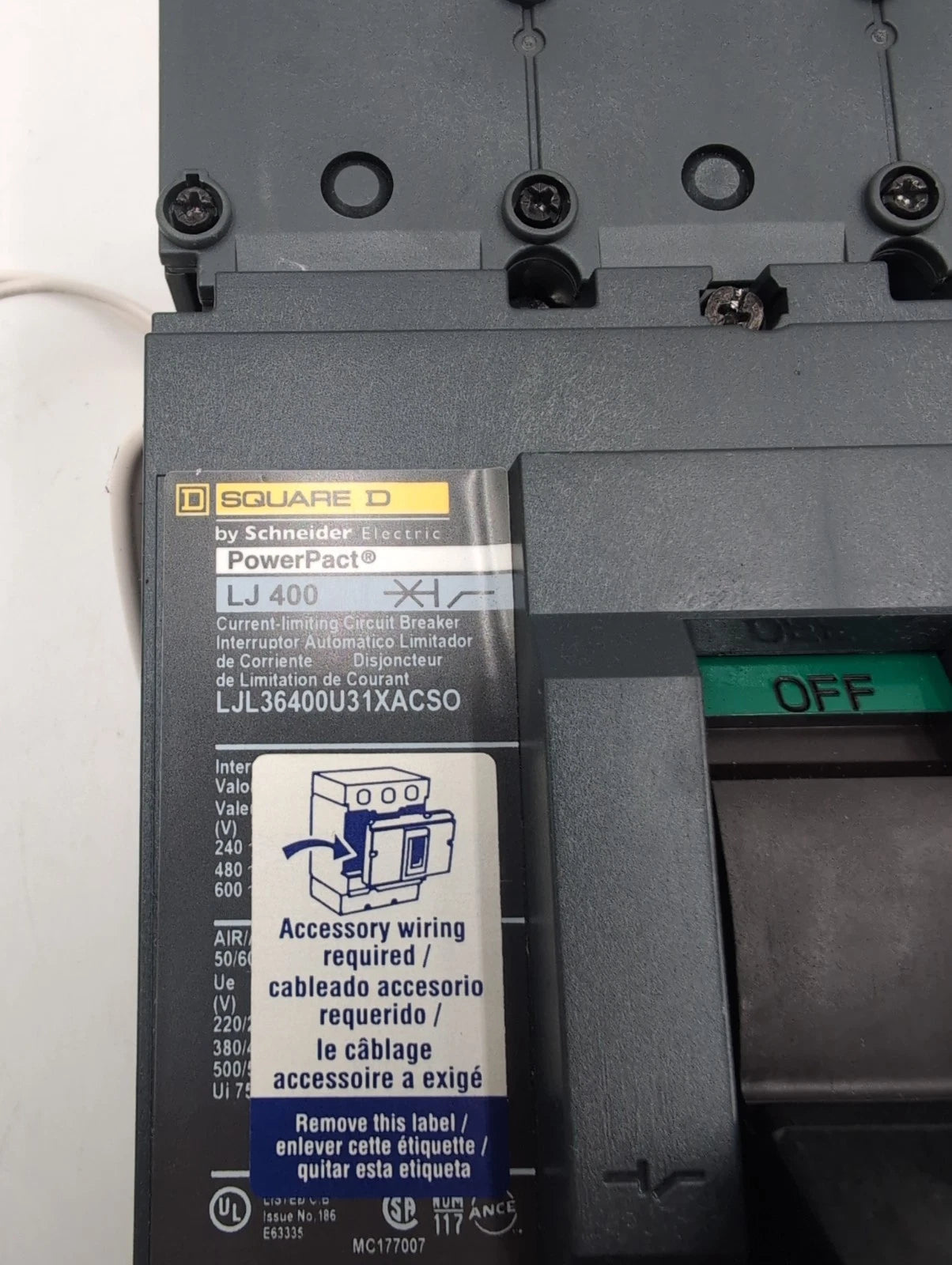 Square D LJL36400U31XACSO Circuit Breaker 400A 3P 600V 400 Amp 3 Pole NEW New