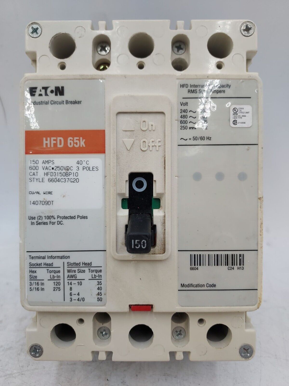 Eaton HFD3150BP10 Used