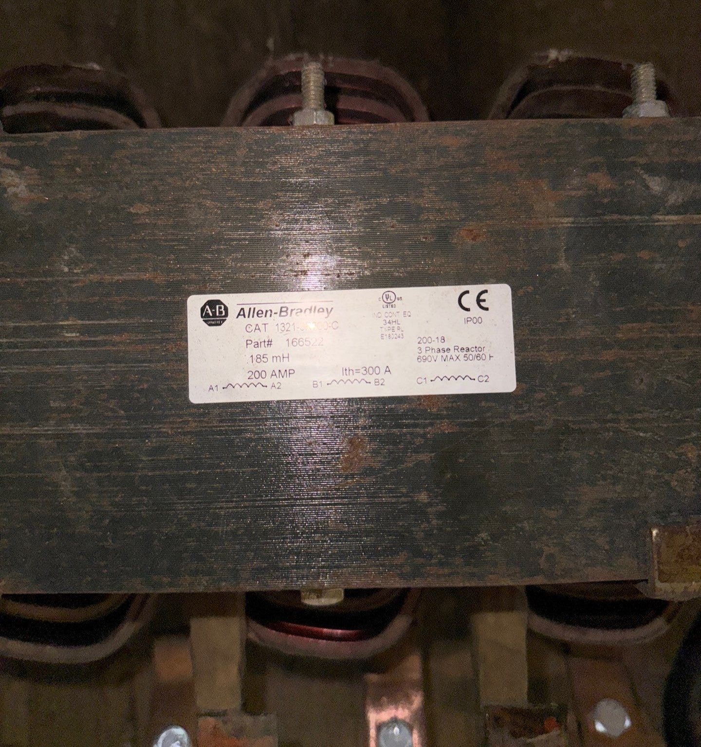 Allen Bradley 1321-3R200-C Drive Line Reactor 3PH 200A 0.185MH 200-690V 166522 Used