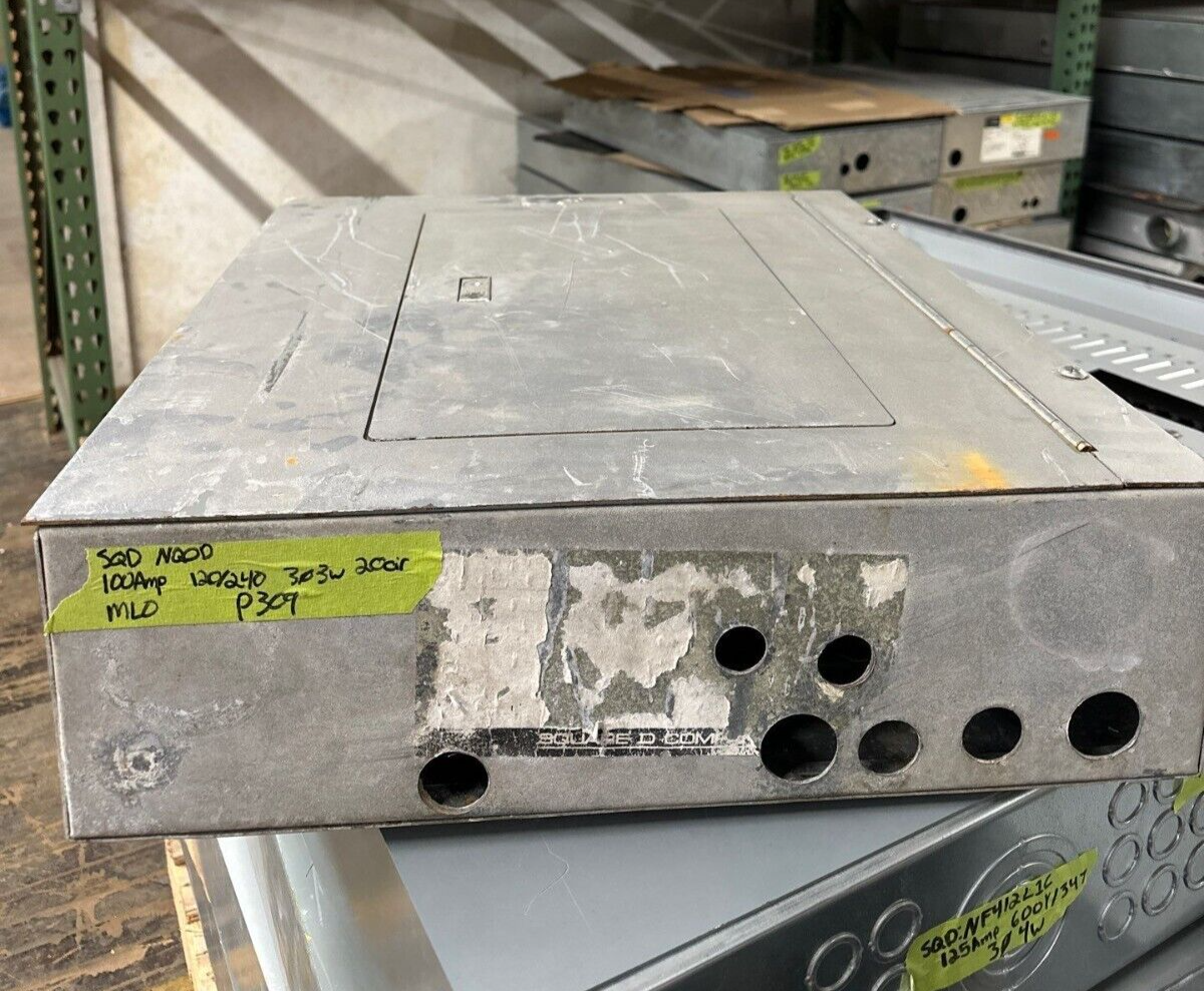 Square D NQOD20L100CU Panelboard 100A 120/240V 3PH 3W MLO Main Lug 20CIR NEMA 1 P309 Used