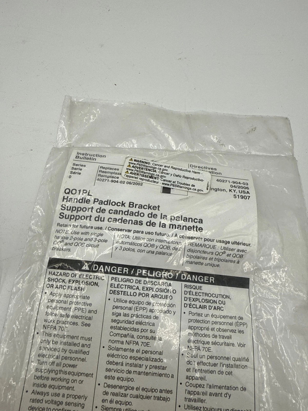 3PC Lot Square D QO1PL Handle Padlock Bracket QO Load Center Attachment 3 Piece New