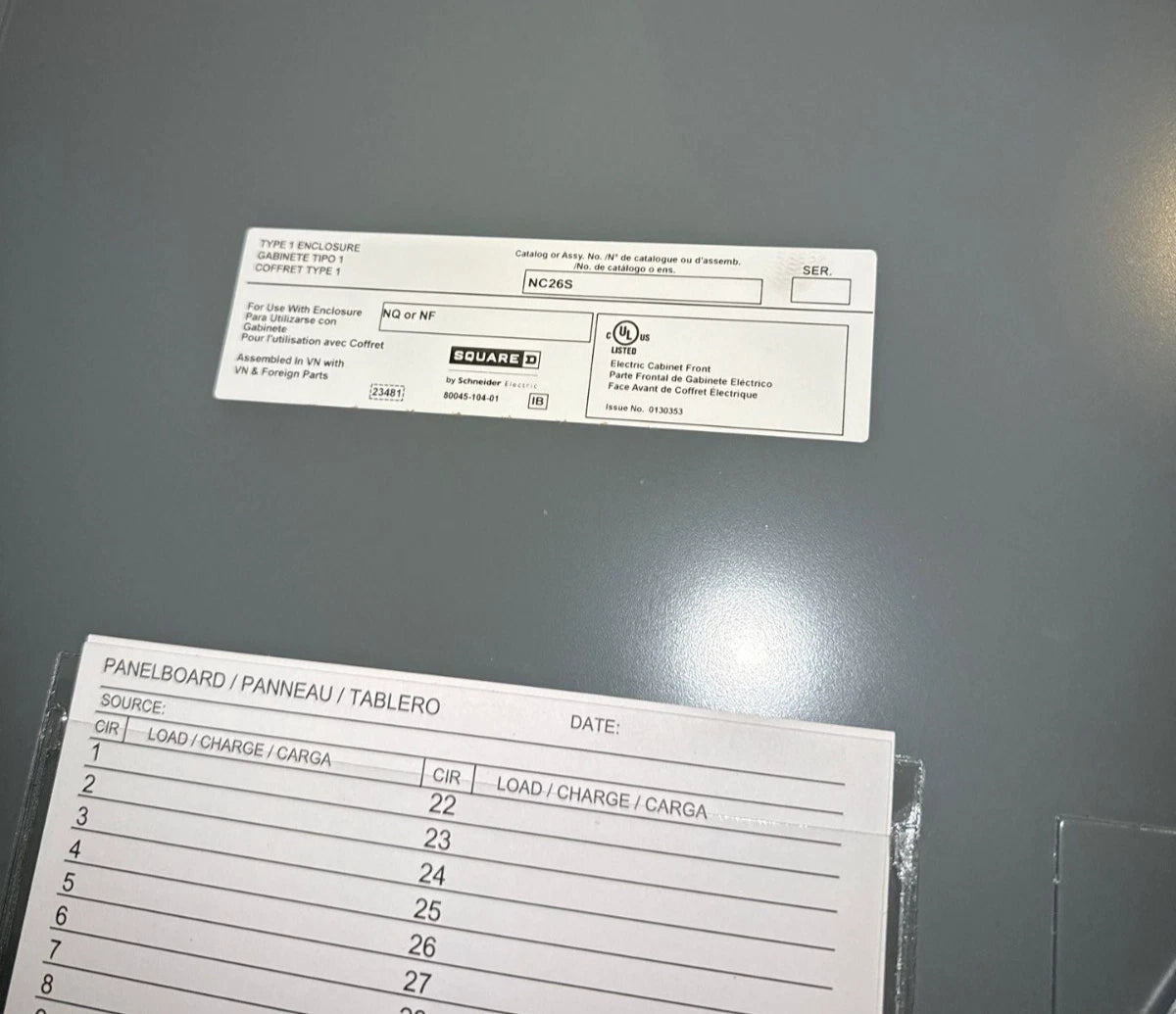 Square D NF Panelboard 100A 480/277V 3PH 4W MLO Panel 100 Amp 18 Cir MH26BE New New