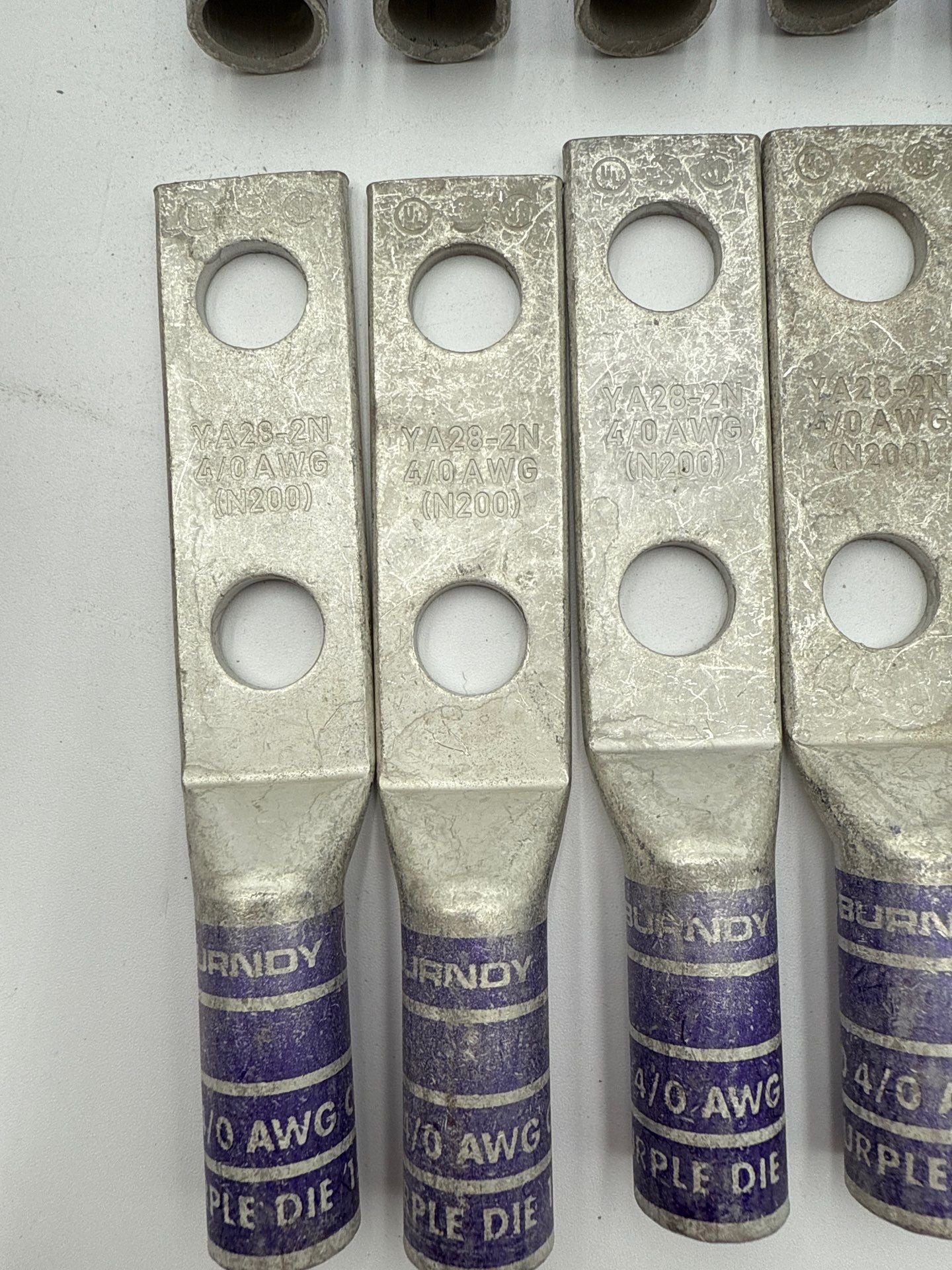 Burndy YA282N Compression Cable Lug 4/0 CU 2-Hole Long 1/2 10PC Lot New