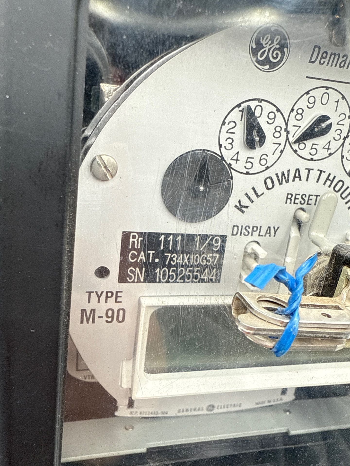 GE 703X67G160 2 Stator Watthour Meter 120V 60Hz DSM-65 Relay M-90 Kilowatthour Used