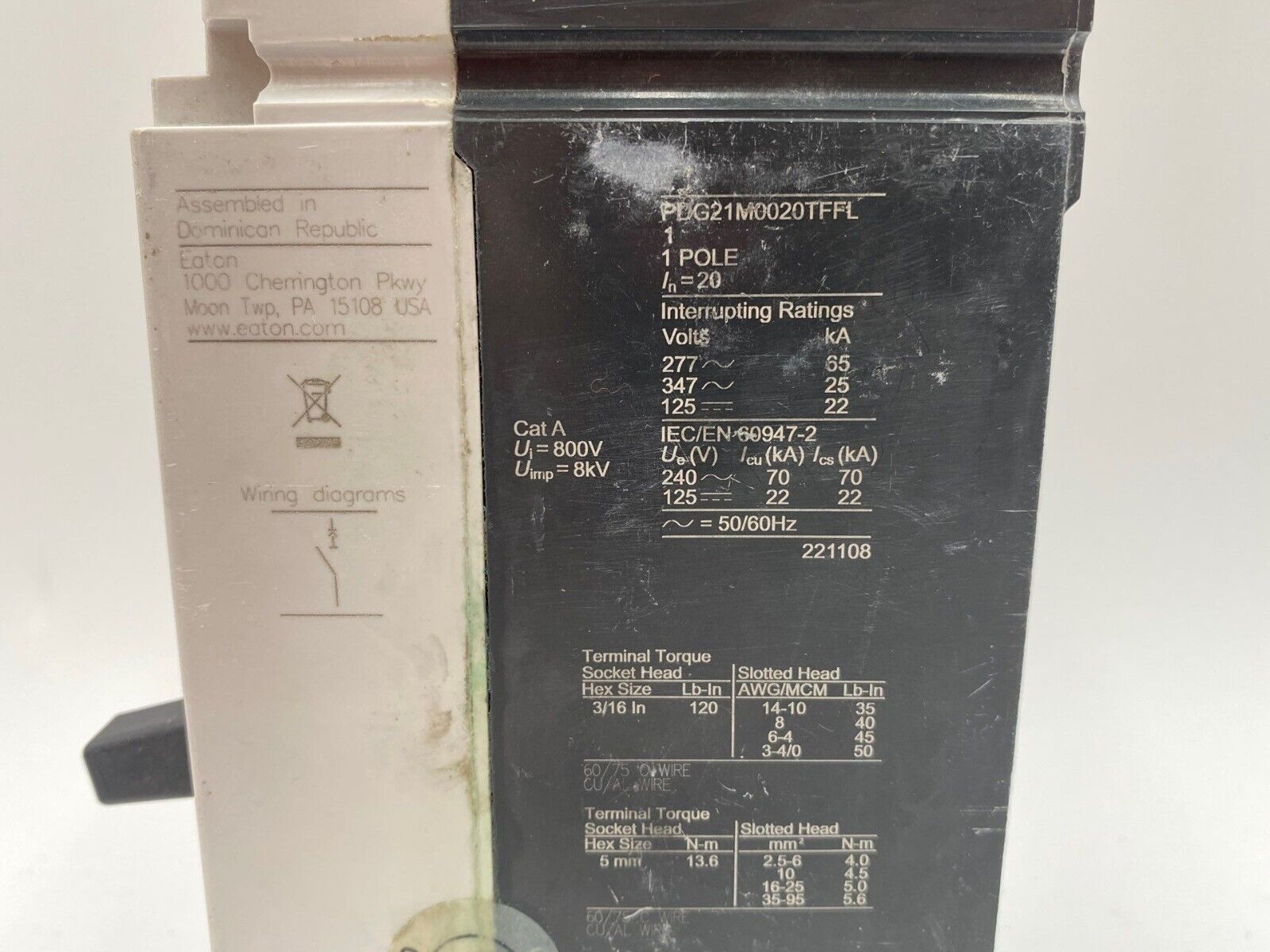 Eaton PDG21M0020TFFL Used