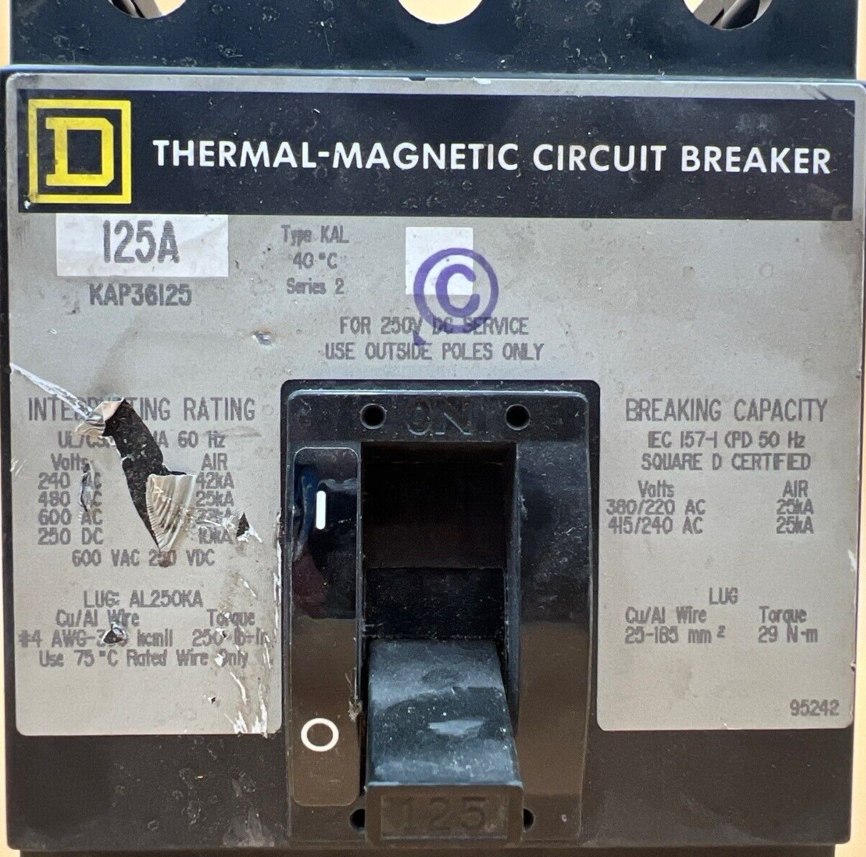 Square D KAP36125 Used