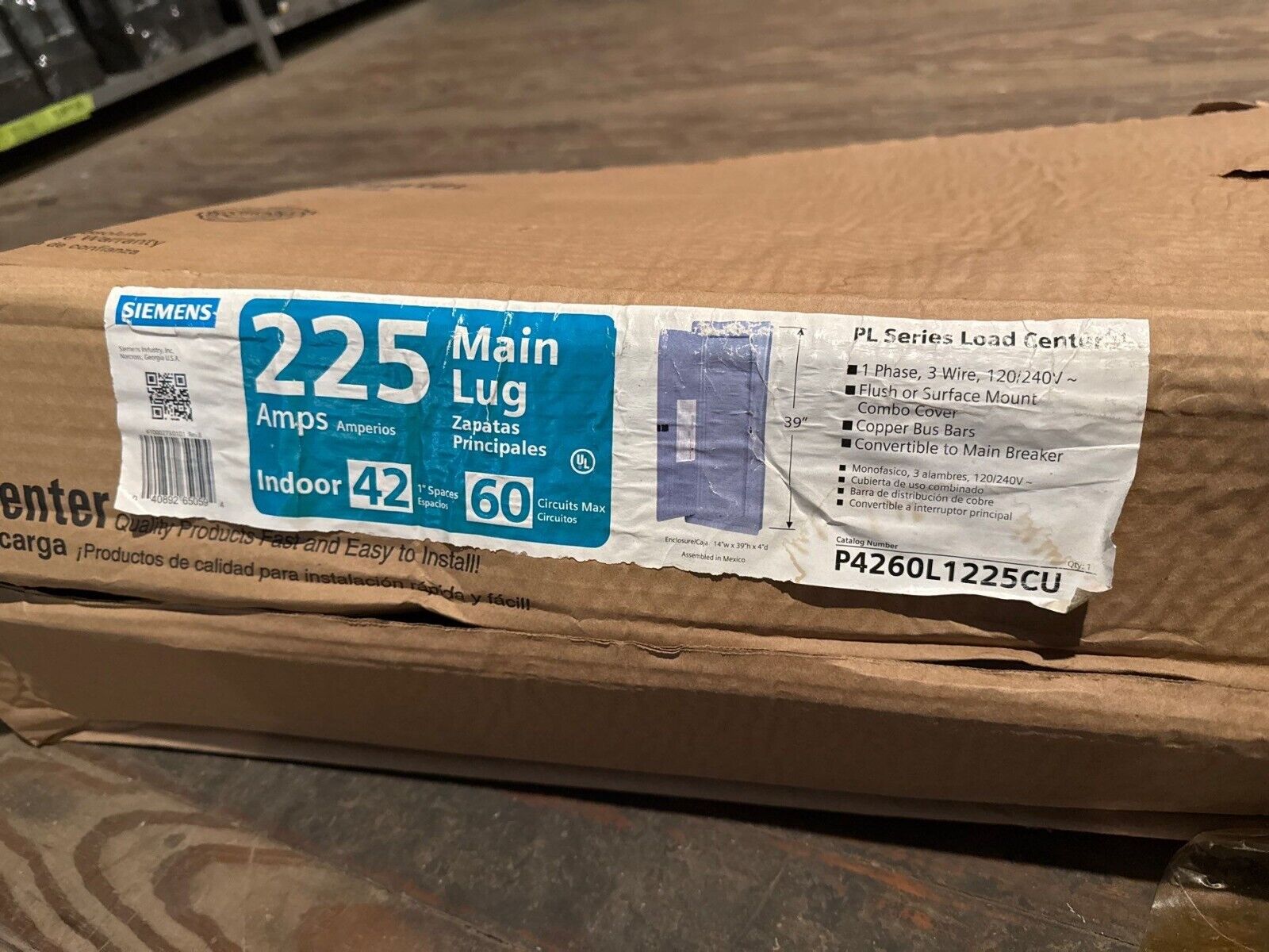 Siemens P4260L1225CU Main Lug Load Center 225A 120/240V 1PH 3W 42 Space NOS P660-NS New