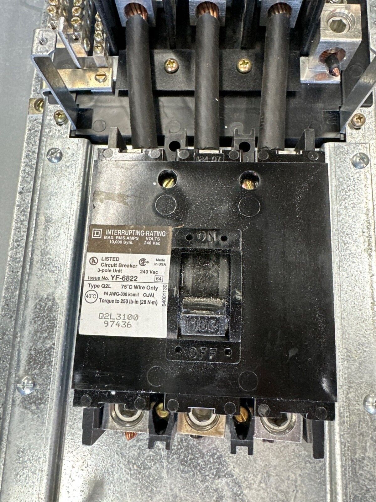 Square D NQOD Panelboard 225A 208/120V 3PH 4W MCB Q2L3100 42 Circuit Indoor Encl P356 Used