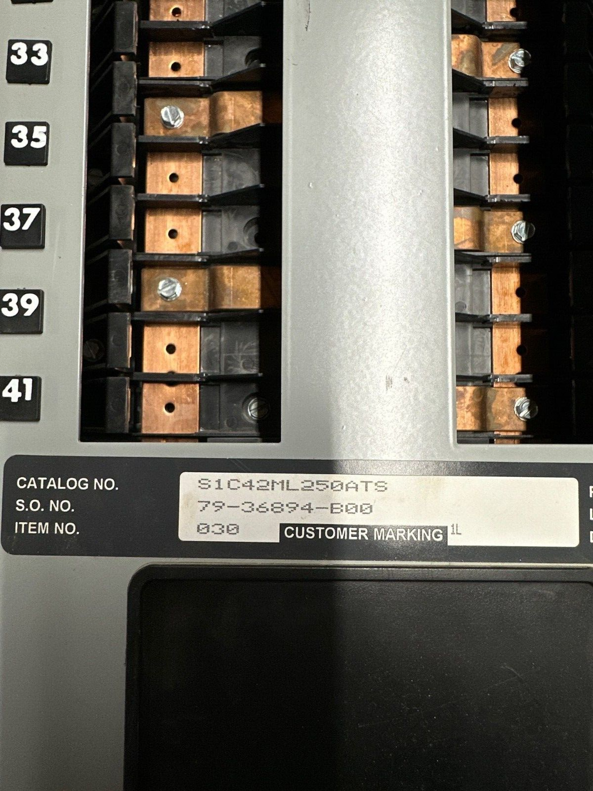 Siemens S1C42ML250ATS S1 Panelboard 250A 208/120V 3PH 4W Indoor Encl MLO 42 Cir P066 Used