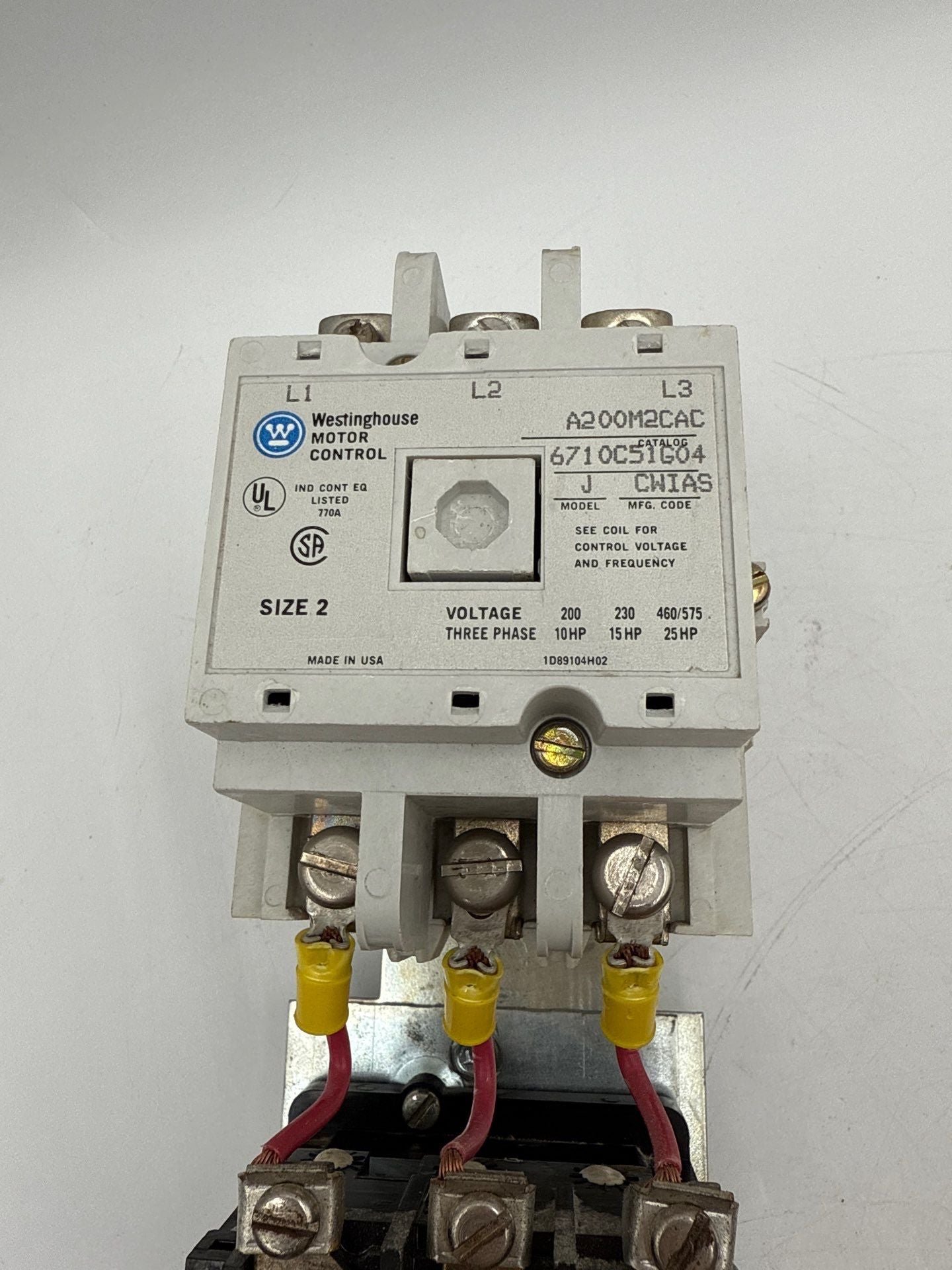 Westinghouse A200M2CAC Starter Size 2 45A 3P 600V Coil 110/120V Used